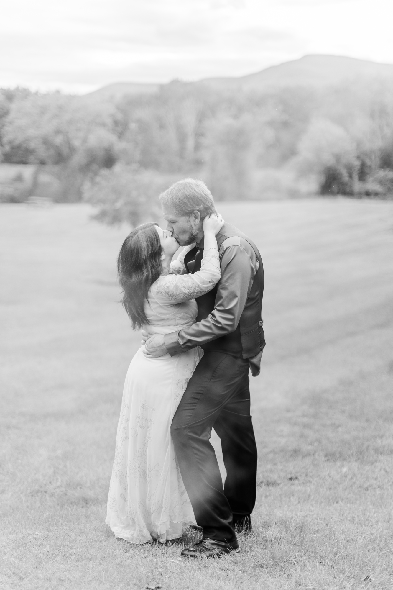 Black and White Upstate New York Elopement Photos at Saugerties in Fall