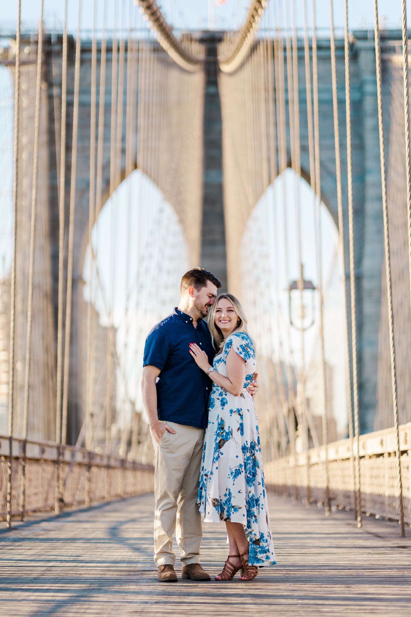Iconic Brooklyn Bridge Park Engagement Photos in Spring