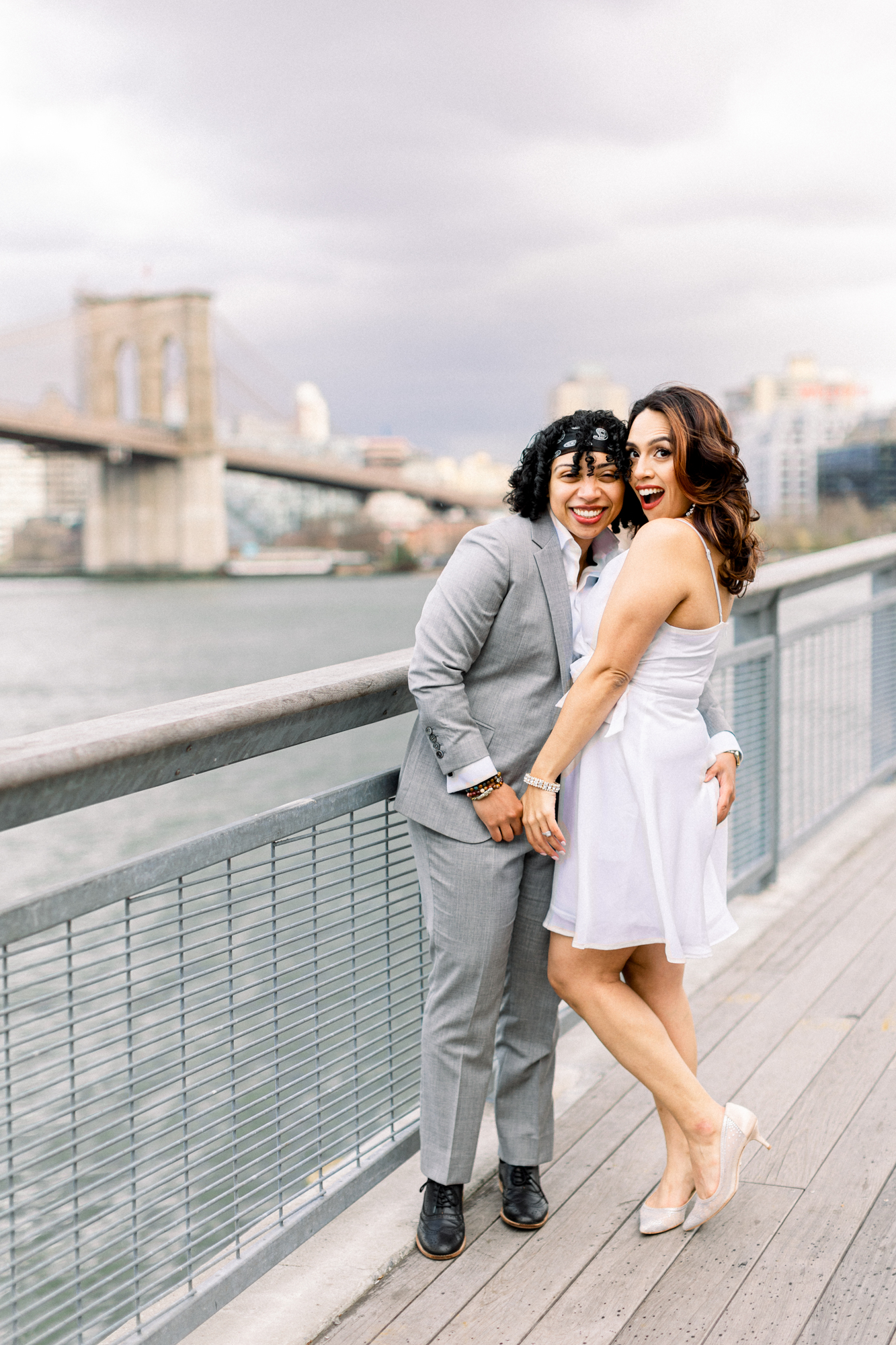 Cheerful South Street Seaport Engagement Photography