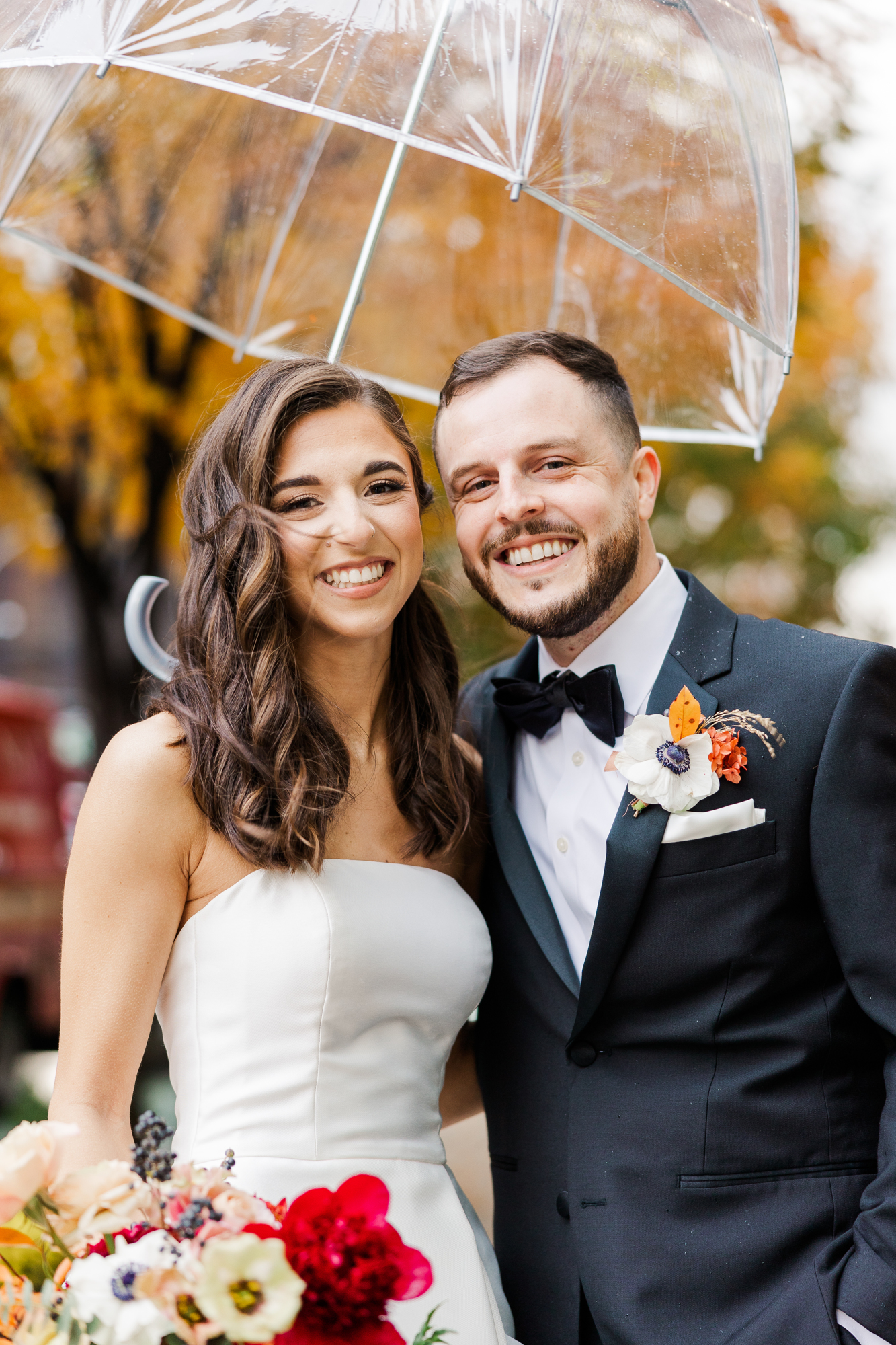 Cheerful New York Milling Room Wedding Photos on a Rainy Fall Day