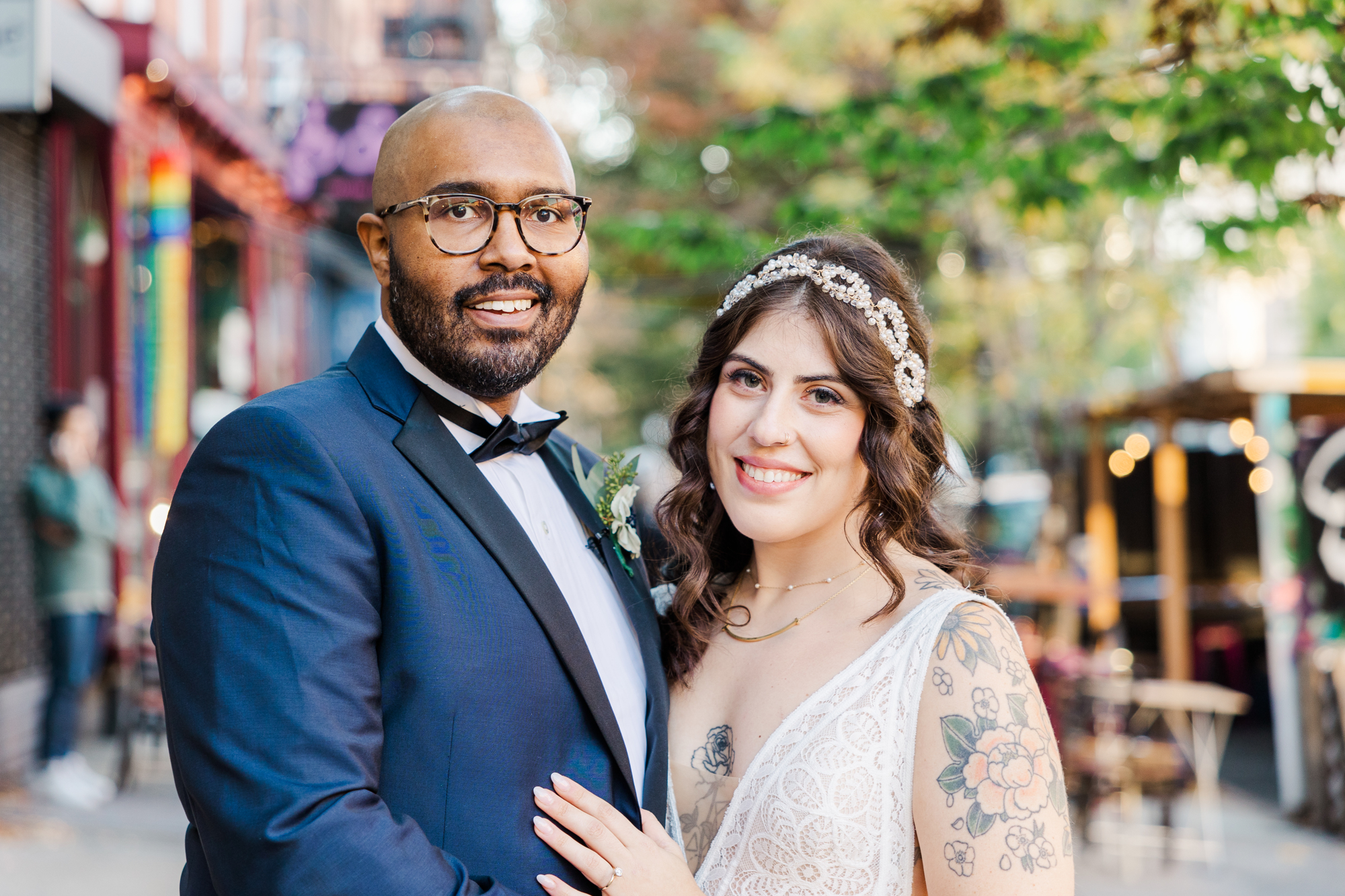 Joyful Deity Wedding Photography at Unique Event Space in Downtown Brooklyn in Autumn