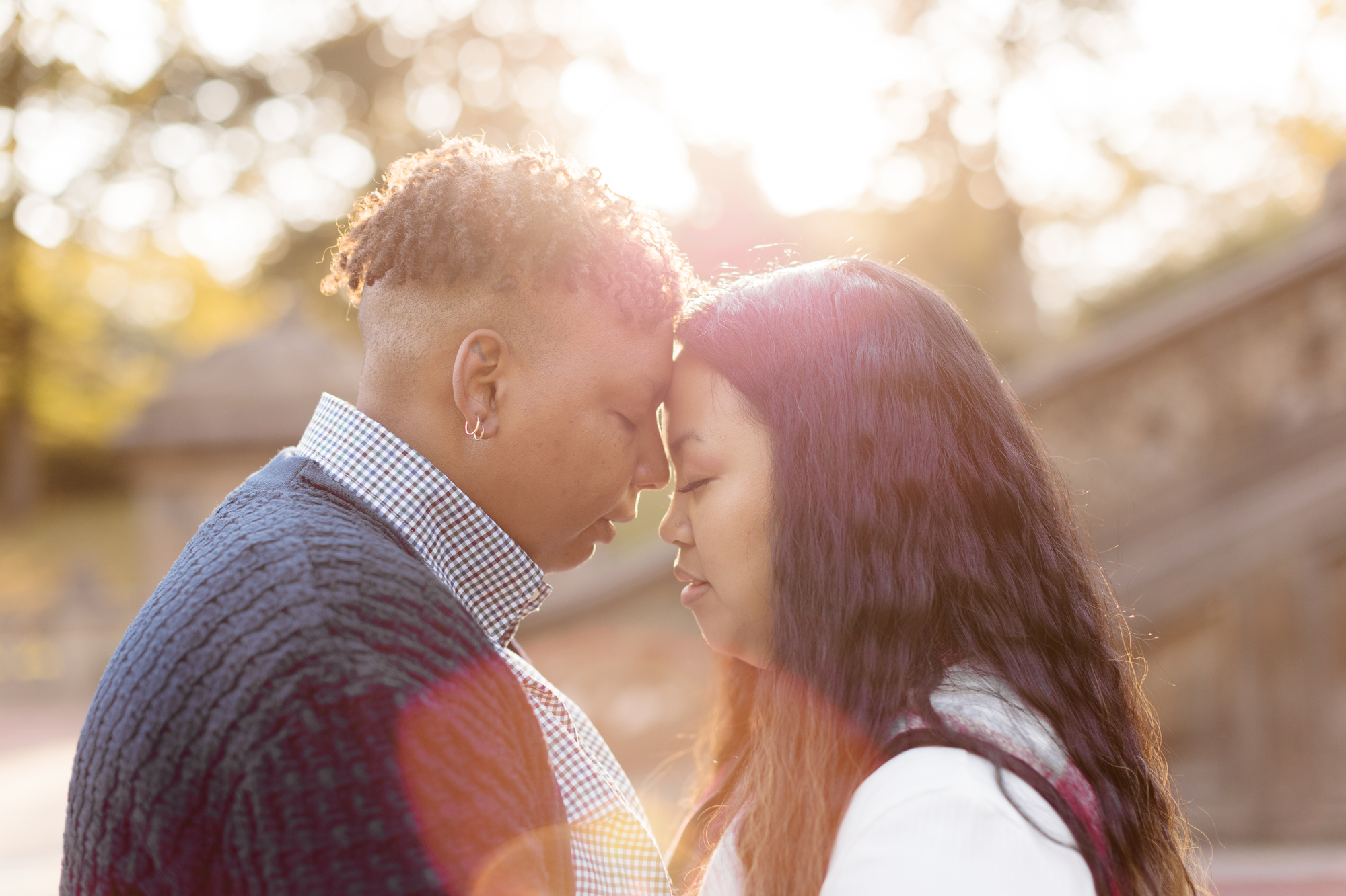 Glowing Central Park Engagement Photos in Autumn at Sunrise