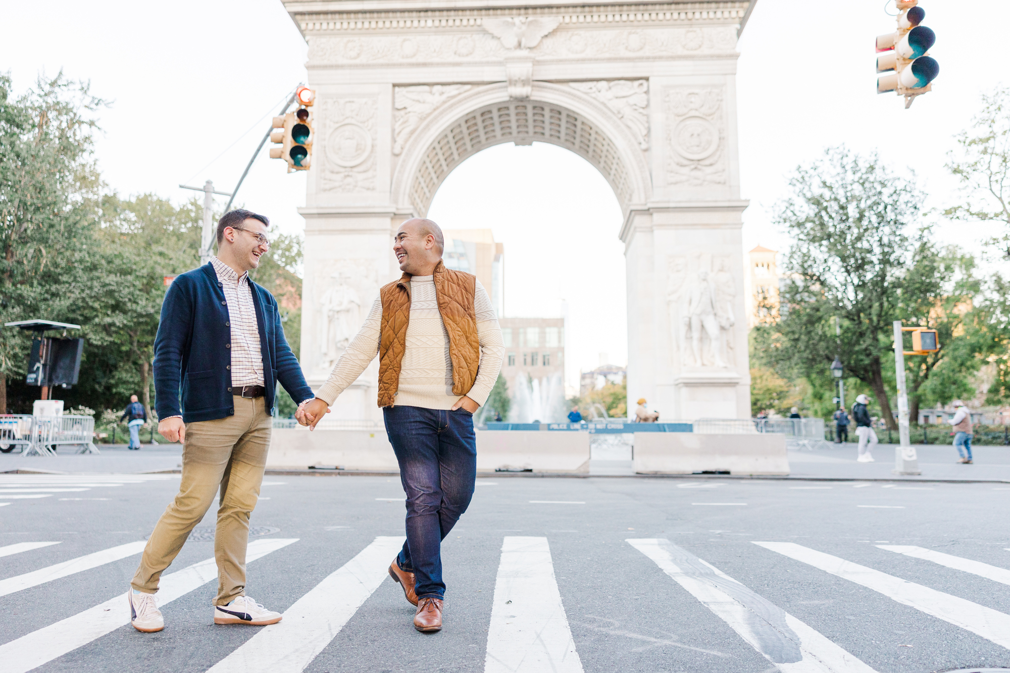 Bright West Village Engagement Photography with Stonewall