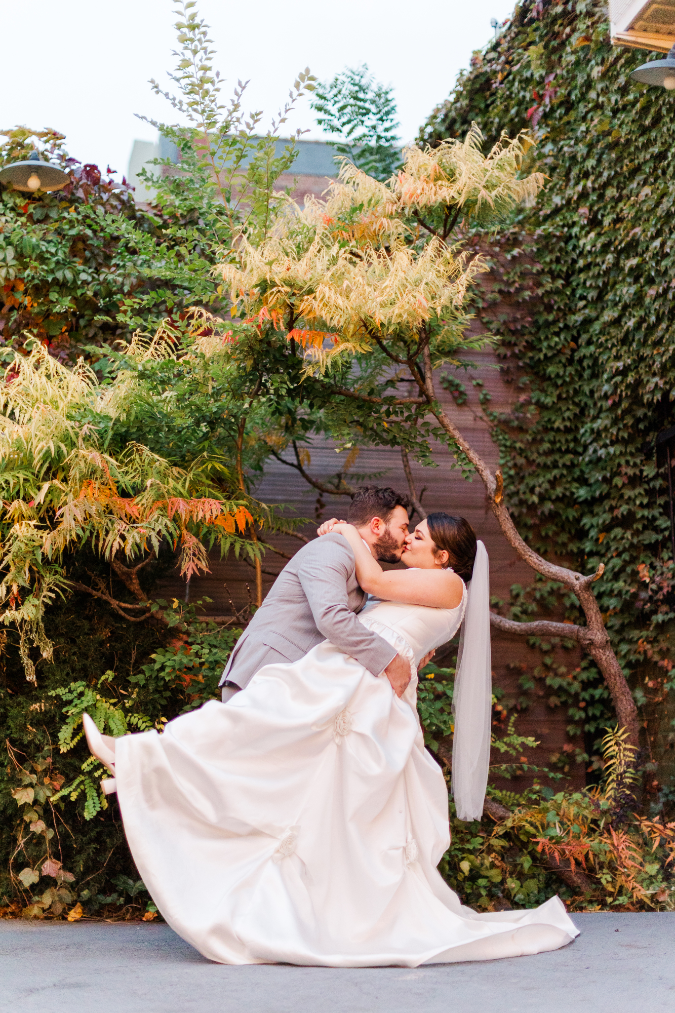 Touching Rainy New York Wedding Photos at The Green Building in Autumn