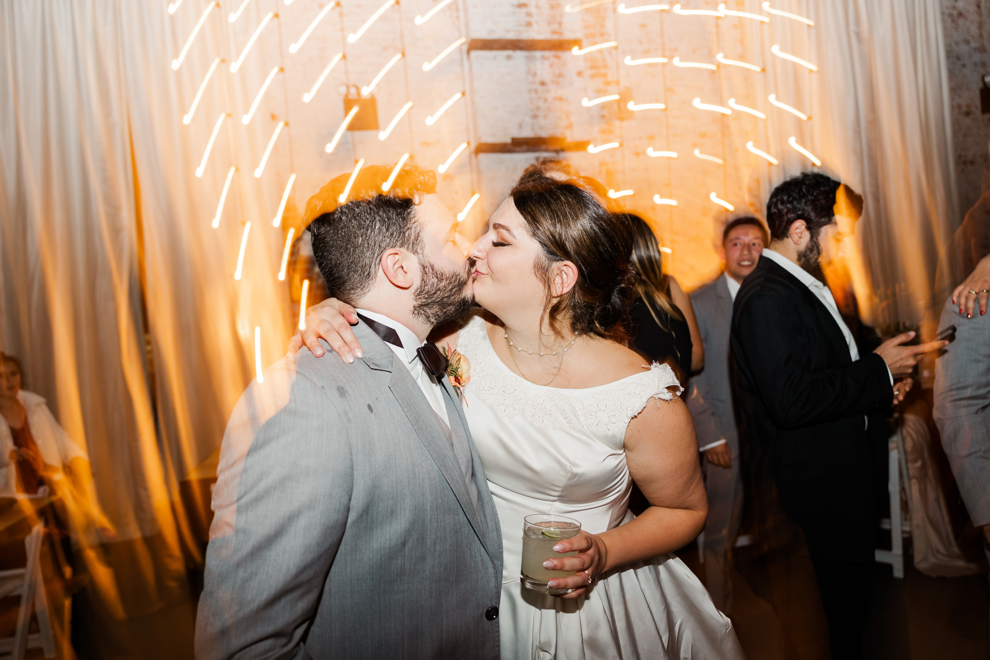 Cinematic Rainy New York Wedding Photos at The Green Building in Autumn