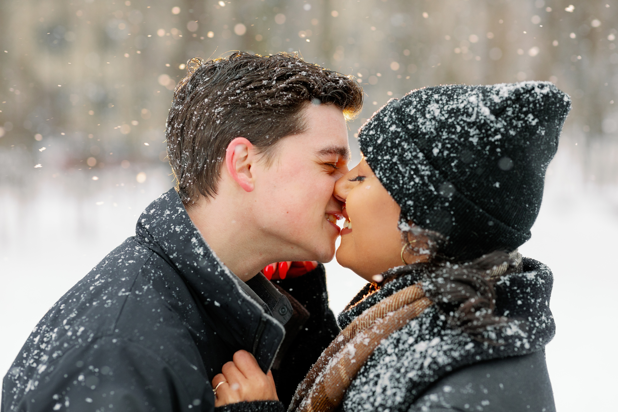 Enchanting Winter Engagement Photos in Snowy Prospect Park