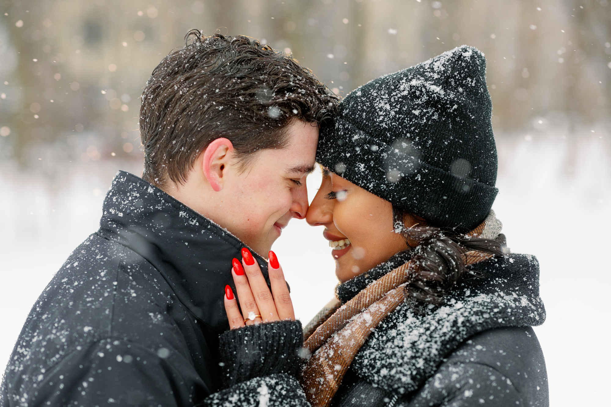 Magical Winter Engagement Photos in Snowy Prospect Park