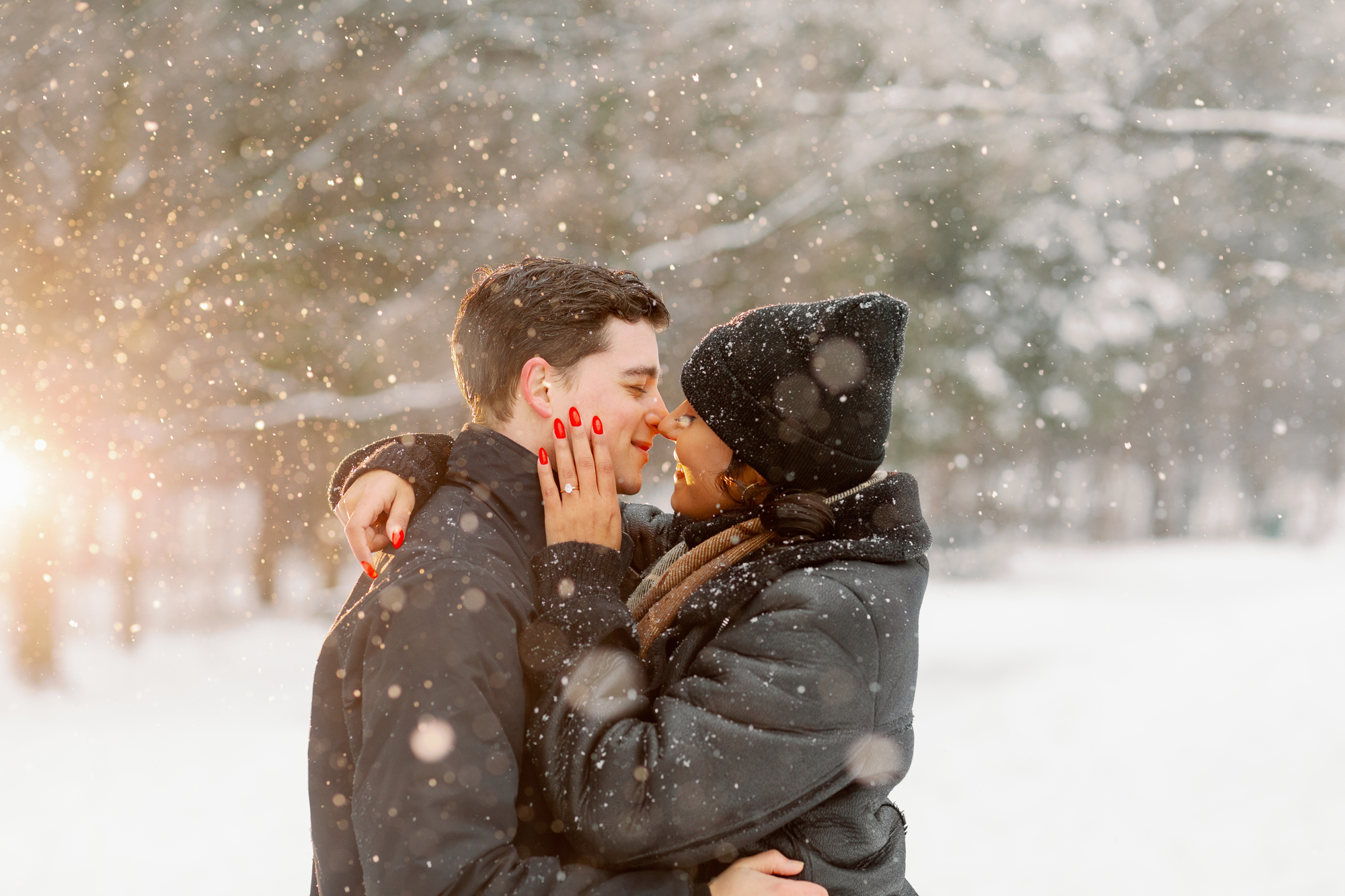 Spectacular Winter Engagement Photos in Snowy Prospect Park