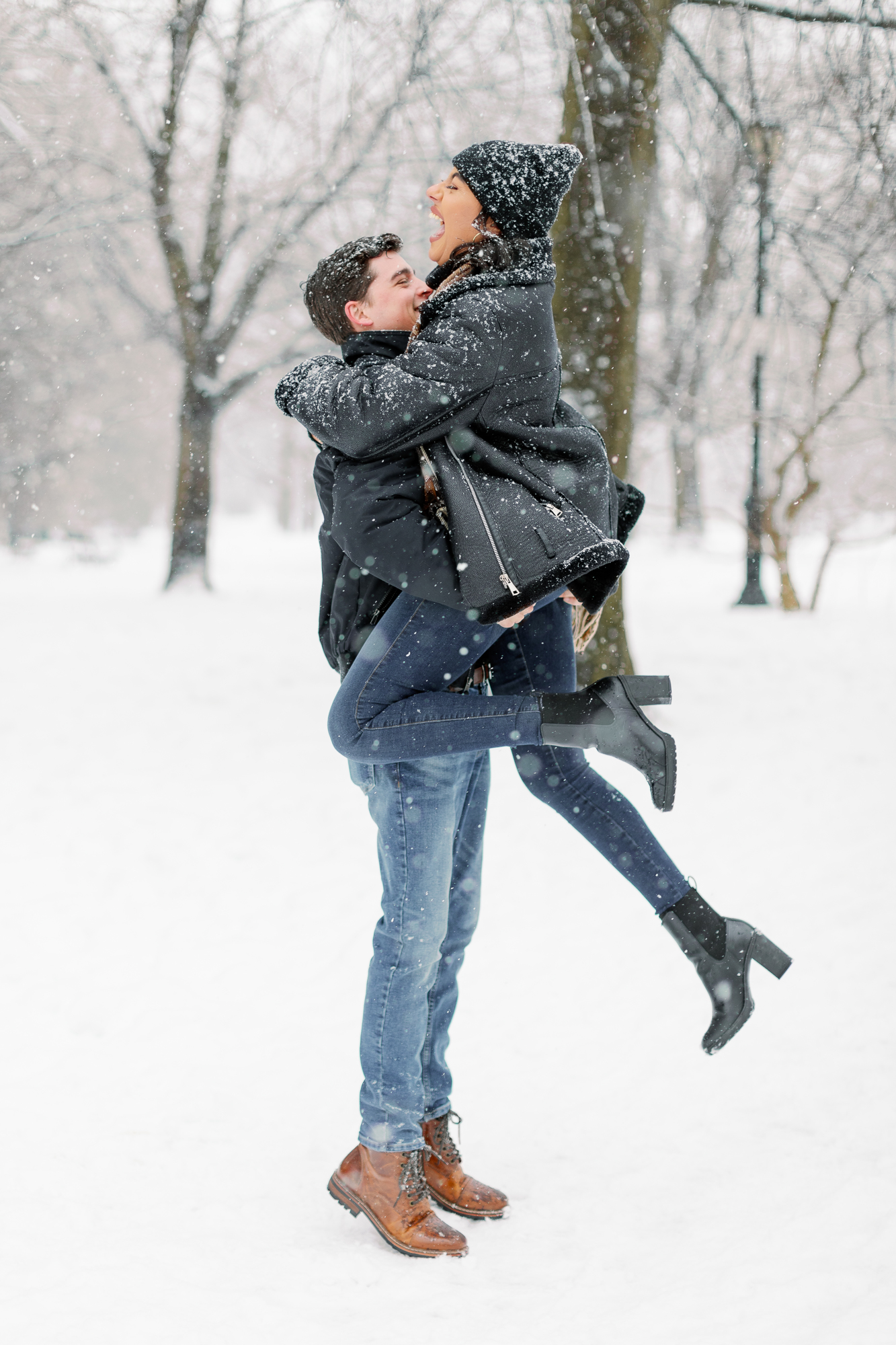 Romantic Winter Engagement Photos in Snowy Prospect Park