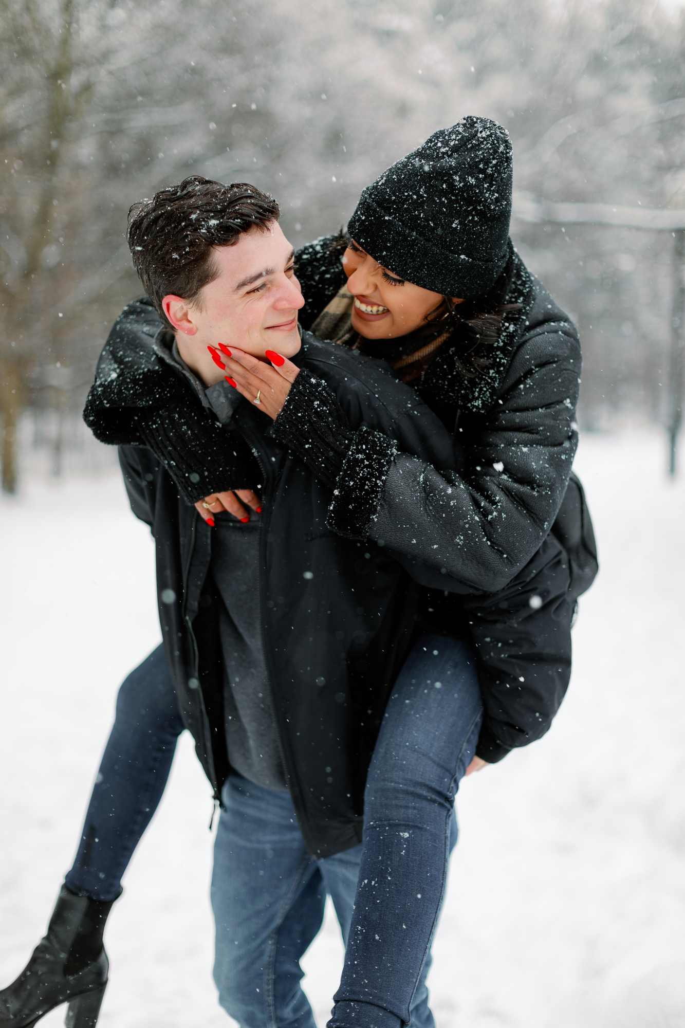 Breathtaking Winter Engagement Photos in Snowy Prospect Park