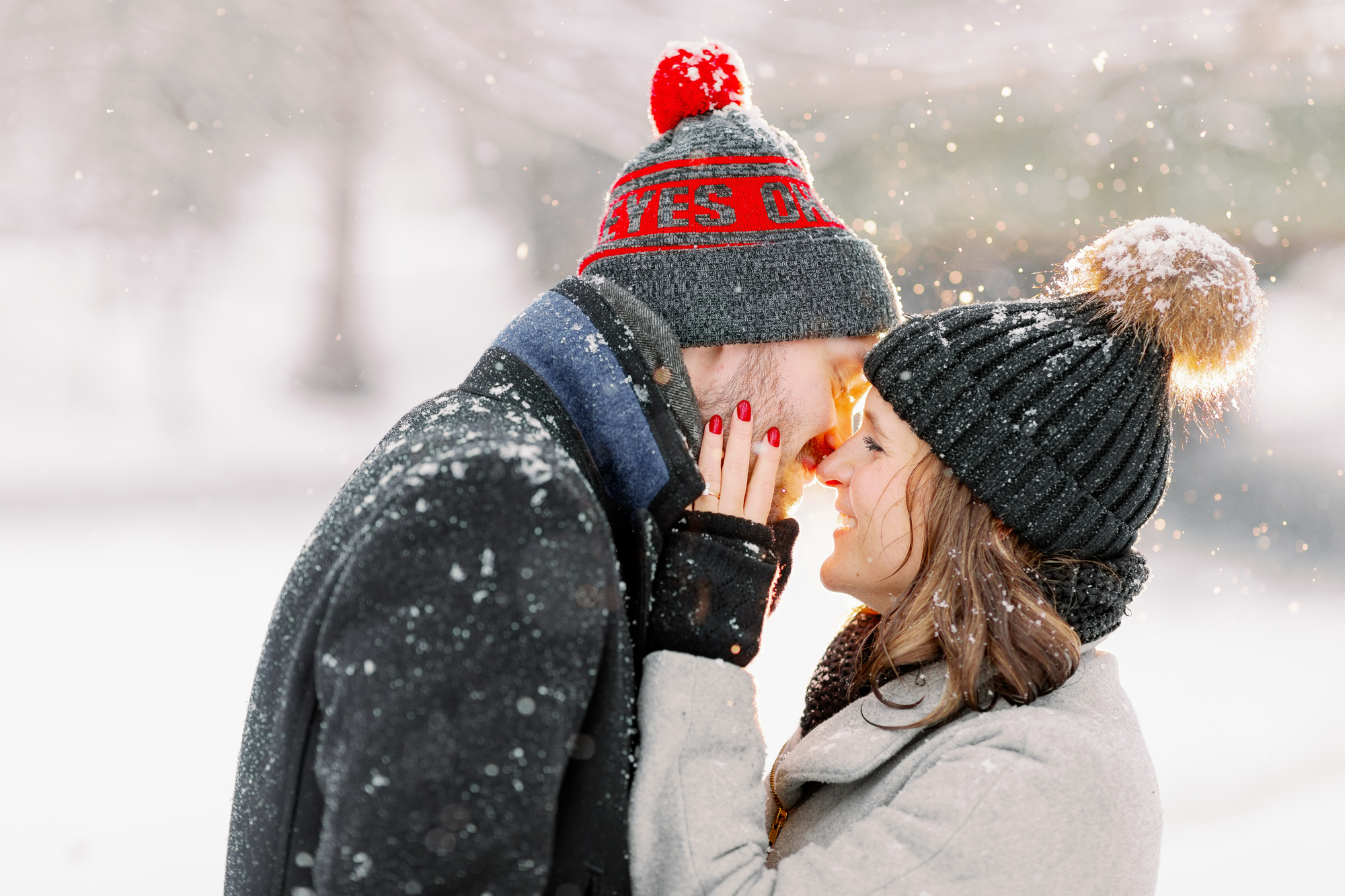 Romantic and Snowy Engagement Photos in Prospect Park
