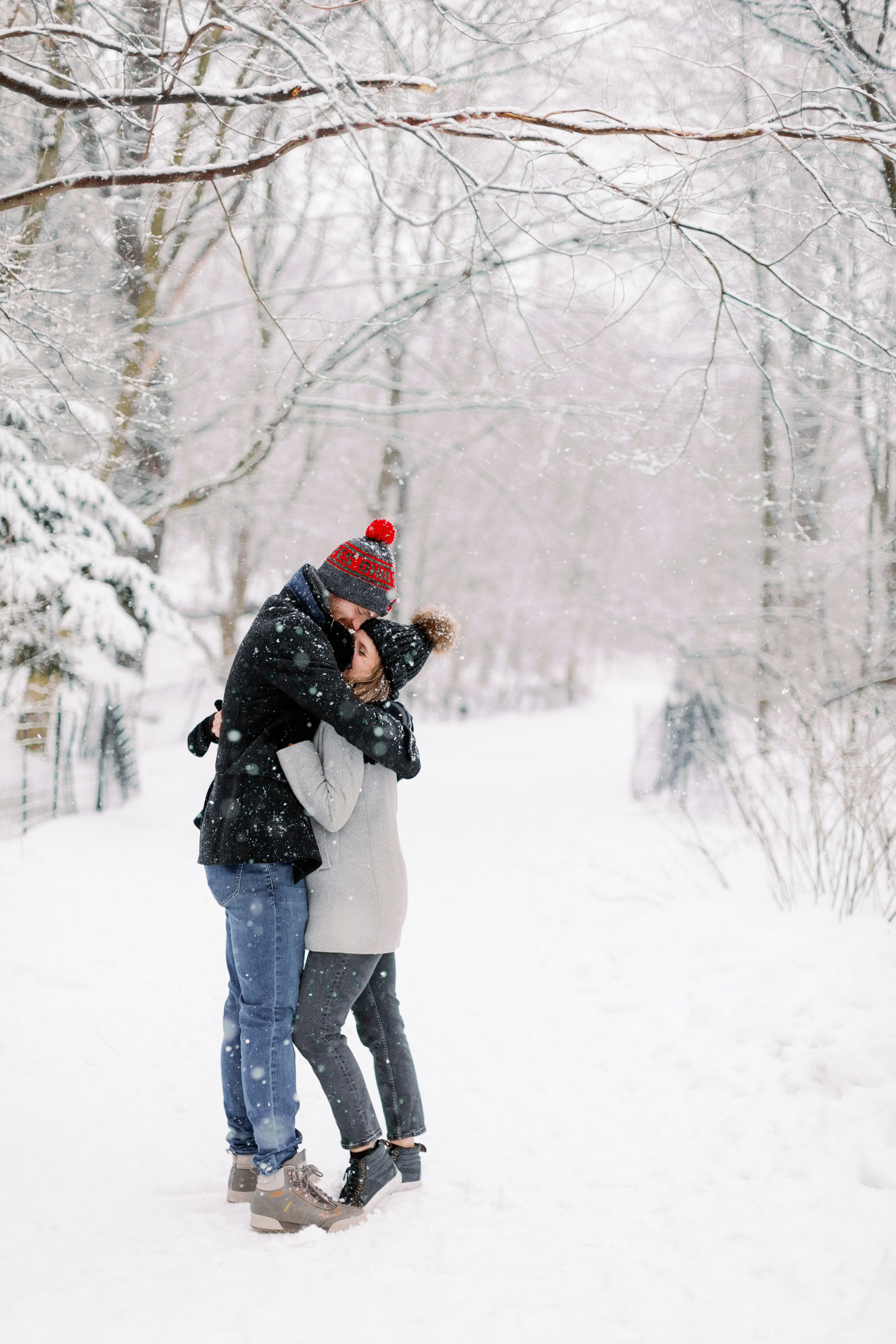 Enchanting and Snowy Engagement Photos in Prospect Park