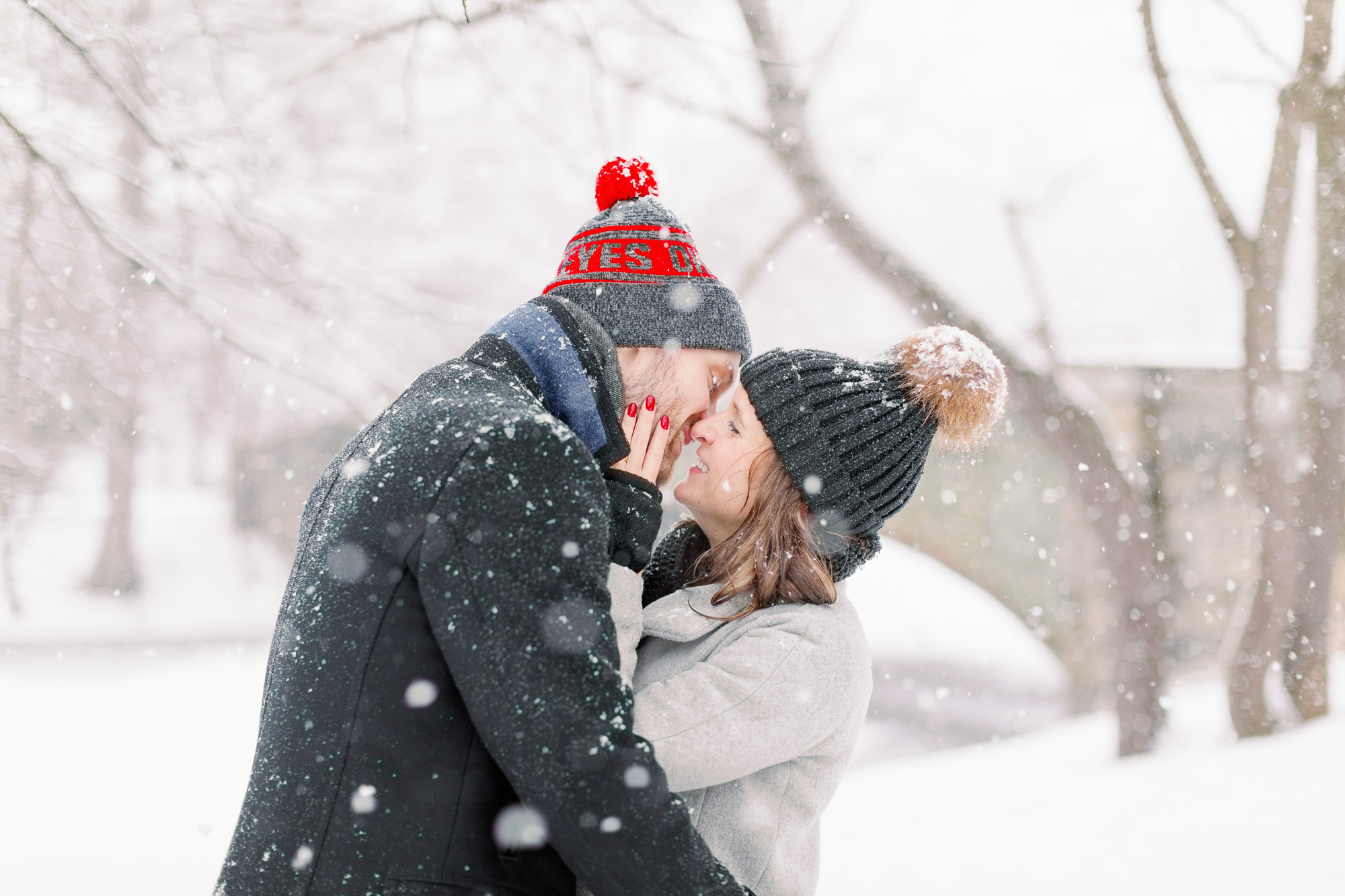 Flirty and Snowy Engagement Photos in Prospect Park