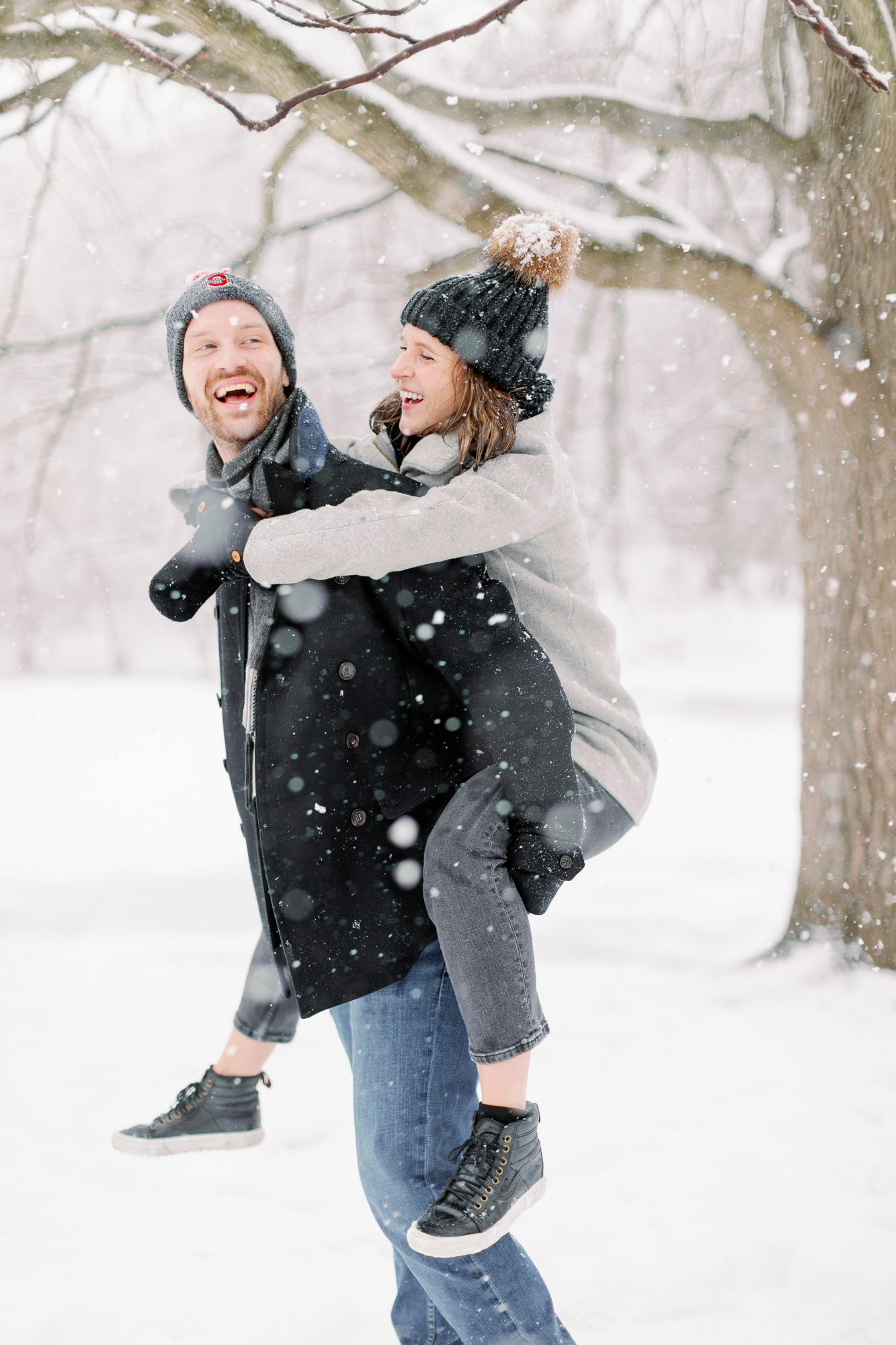 Fun and Snowy Engagement Photos in Prospect Park