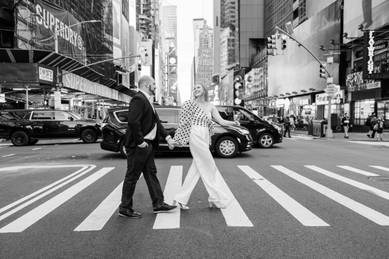 Iconic Times Square Engagement Session with a Pizza Break