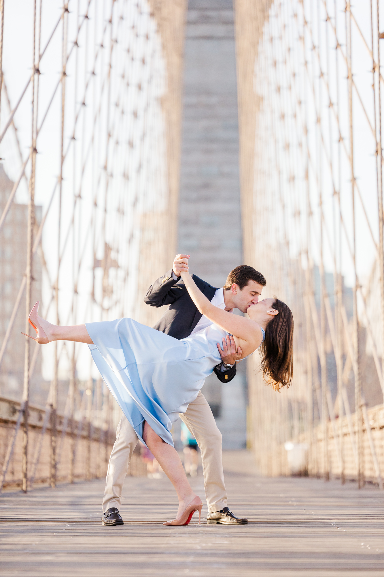 Vibrant New York Engagement Photos on the Brooklyn Bridge