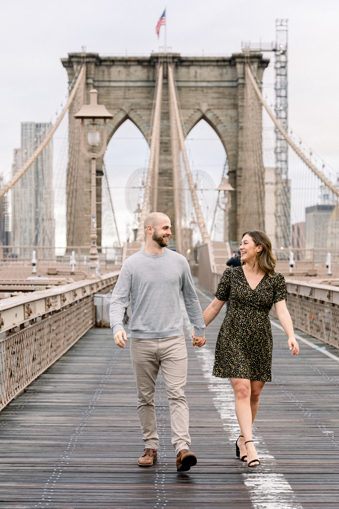 Fun New York Engagement Photos on the Brooklyn Bridge
