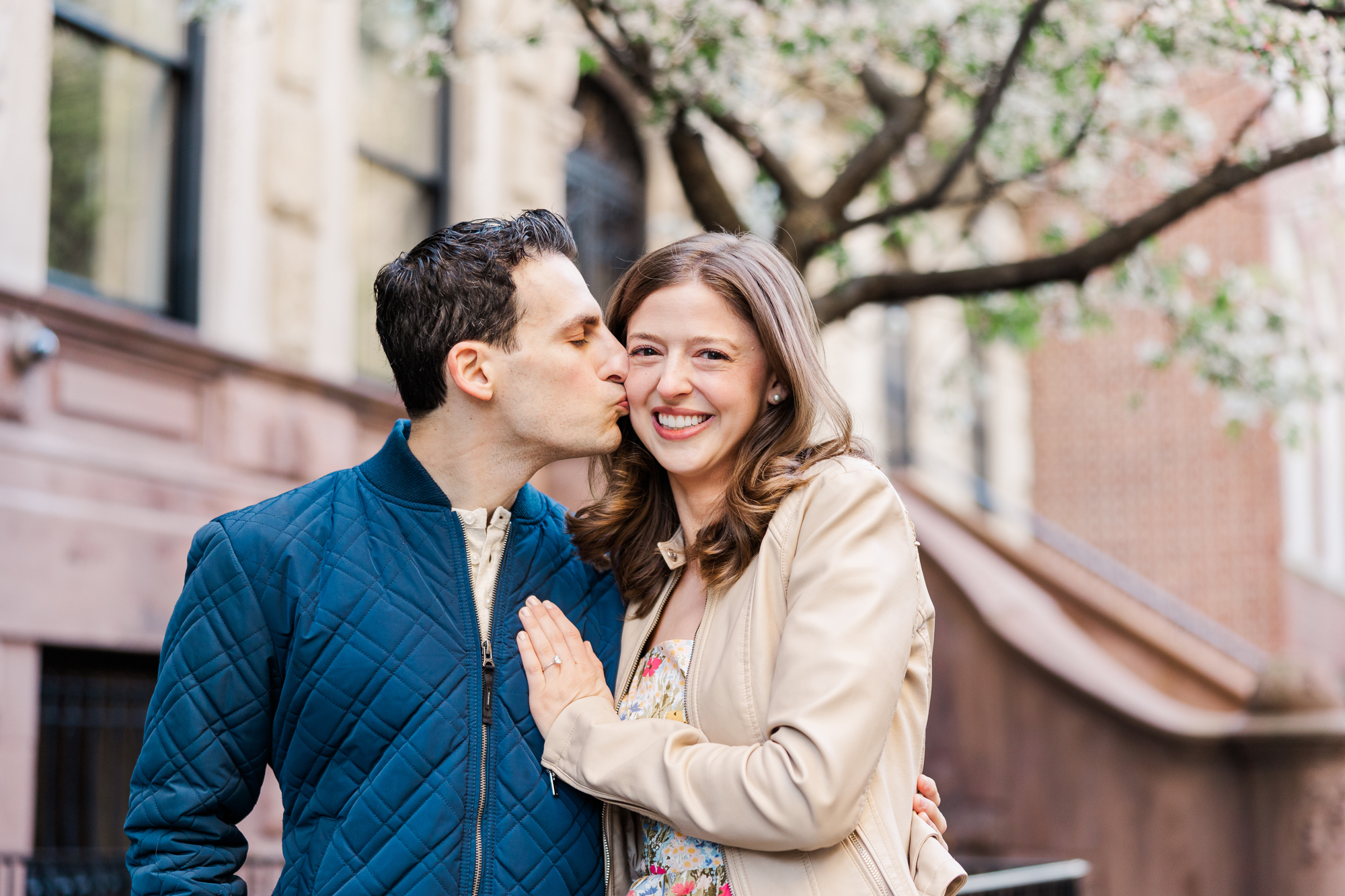 Romantic Upper East Side Engagement Photo Shoot in Spring