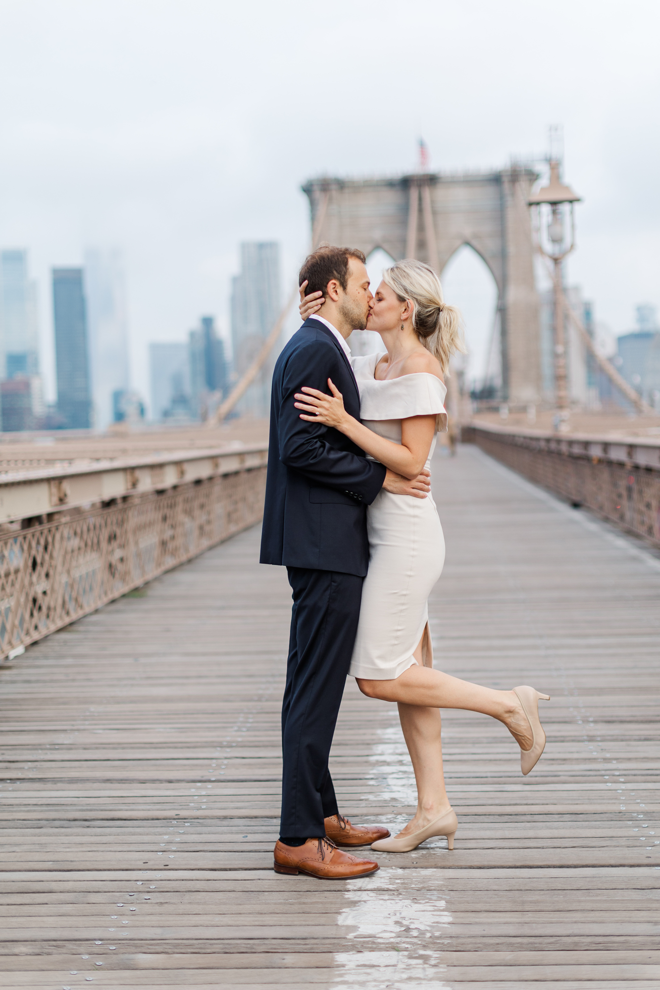 Intimate New York Engagement Photos on the Brooklyn Bridge