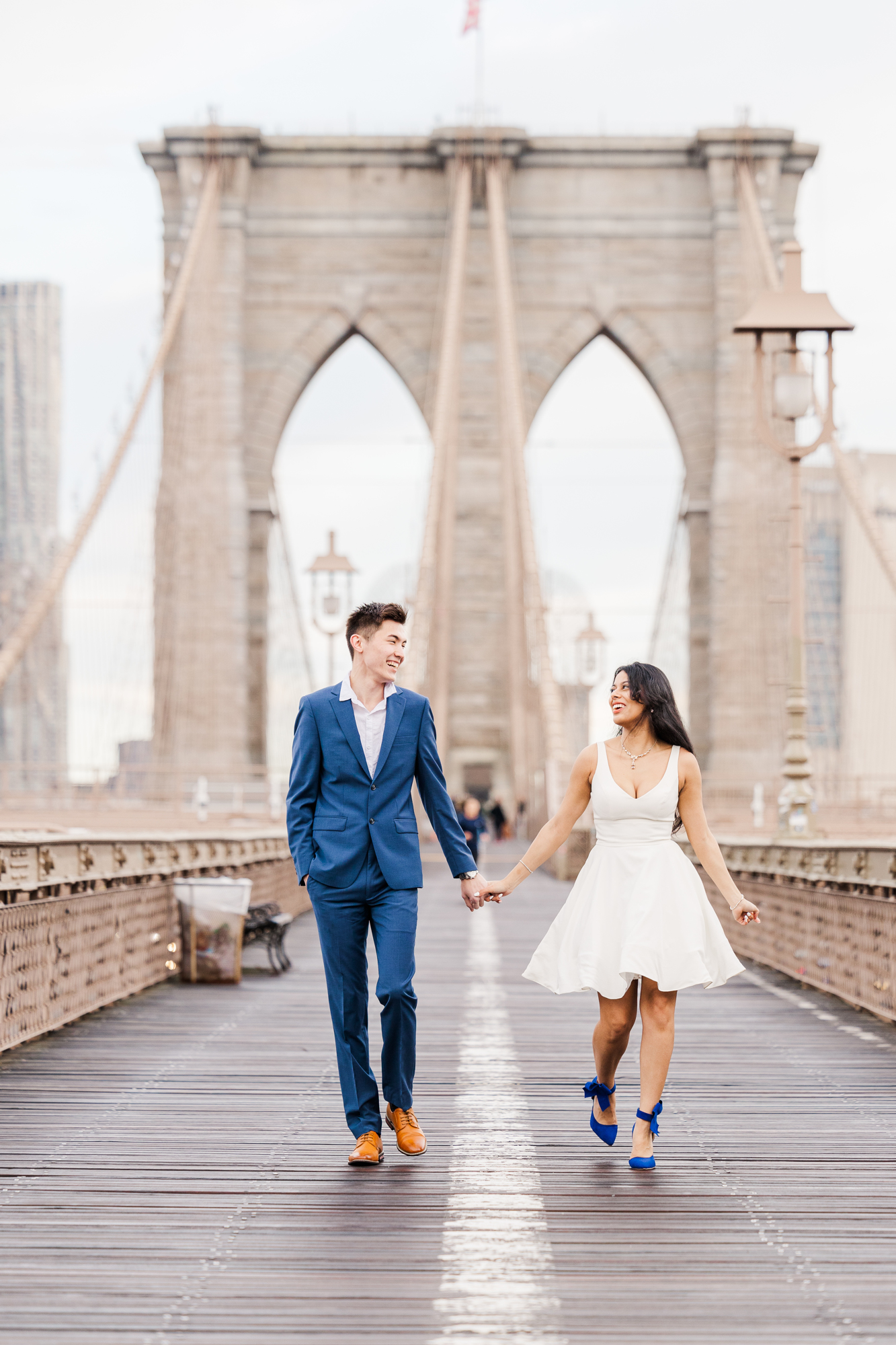 Iconic New York Engagement Photos on the Brooklyn Bridge