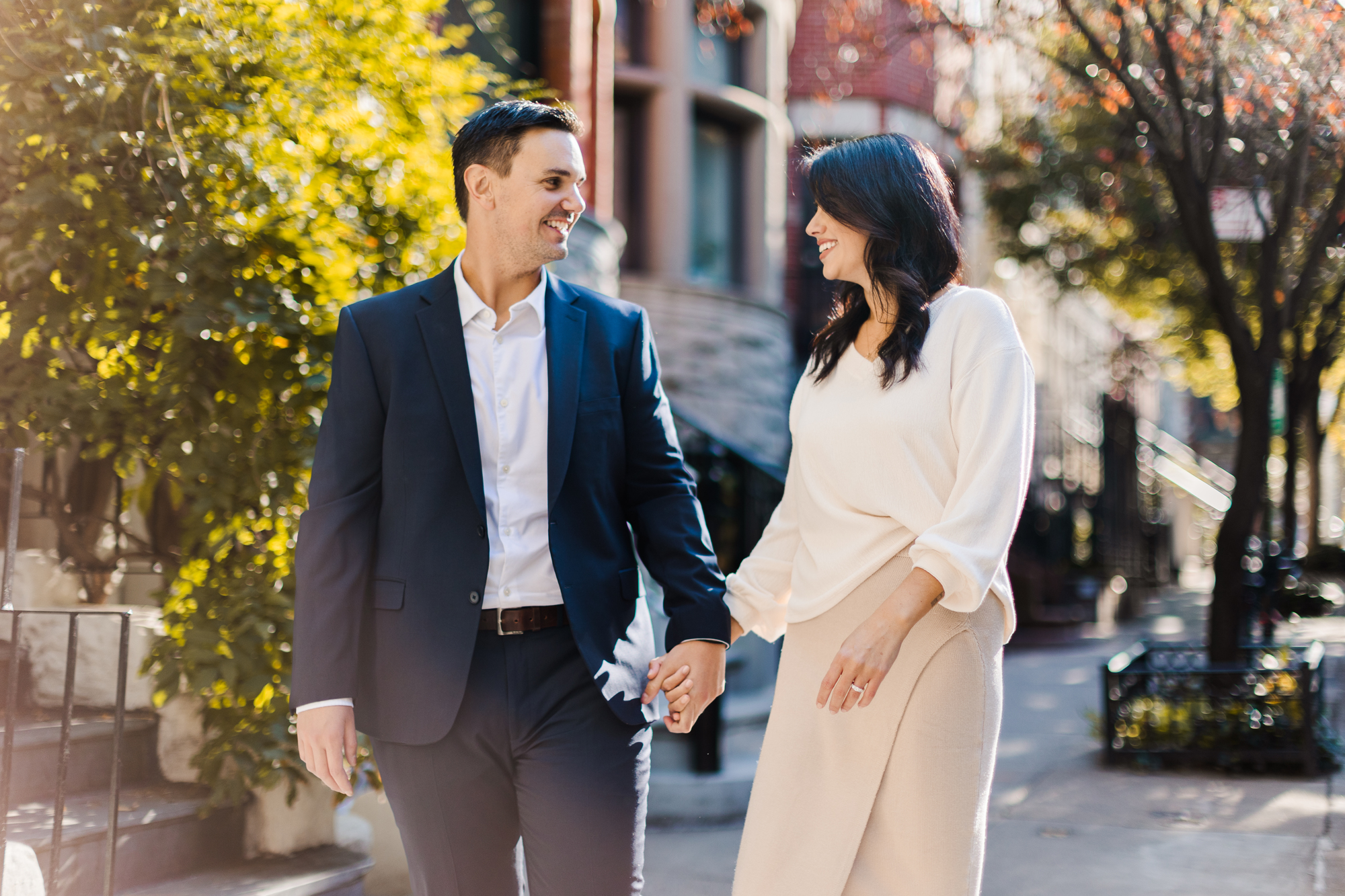 Cheerful Upper West Side Engagement Photo Shoot in NYC