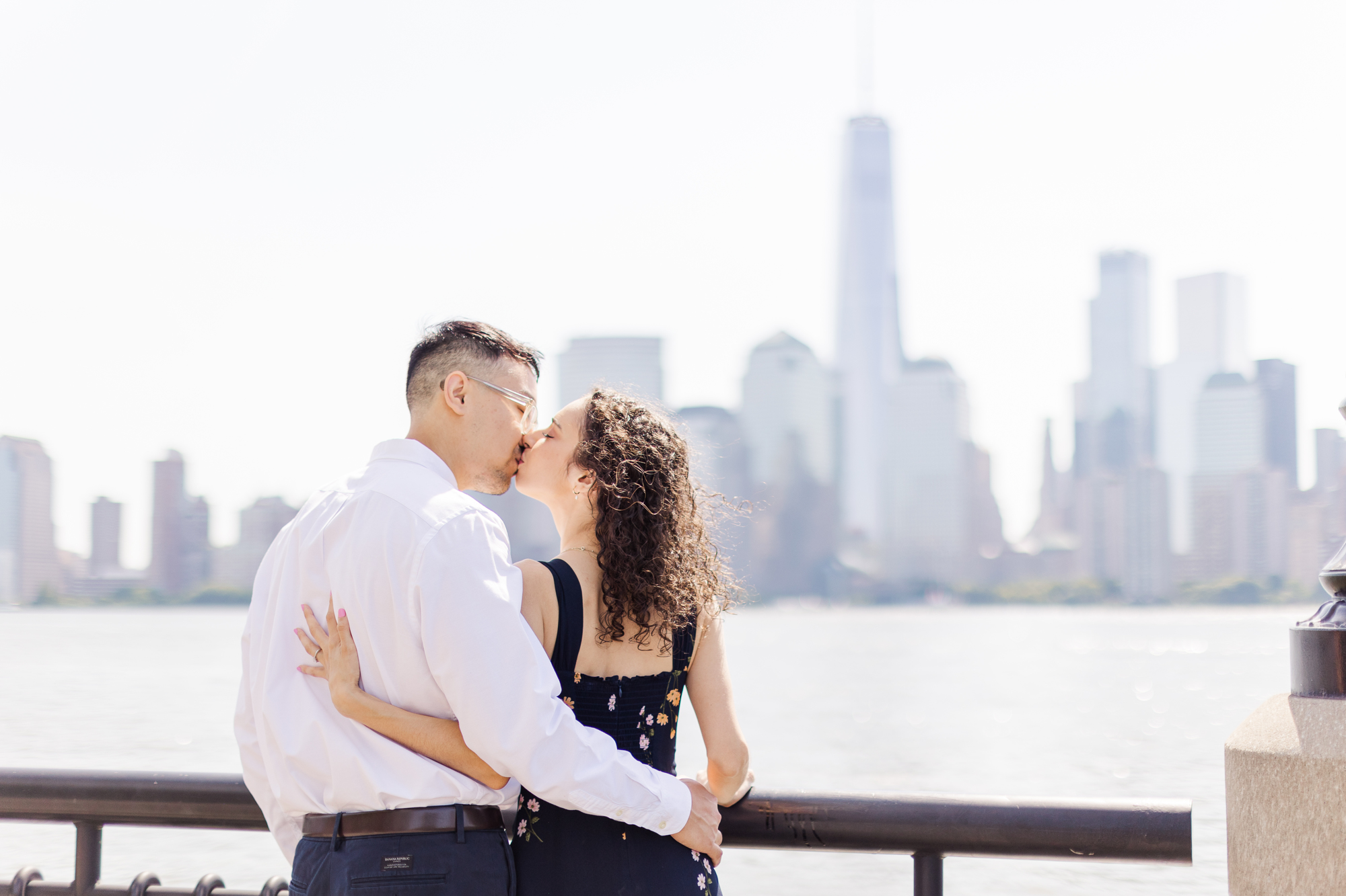 Intimate Skyline Engagement Photos in Jersey City