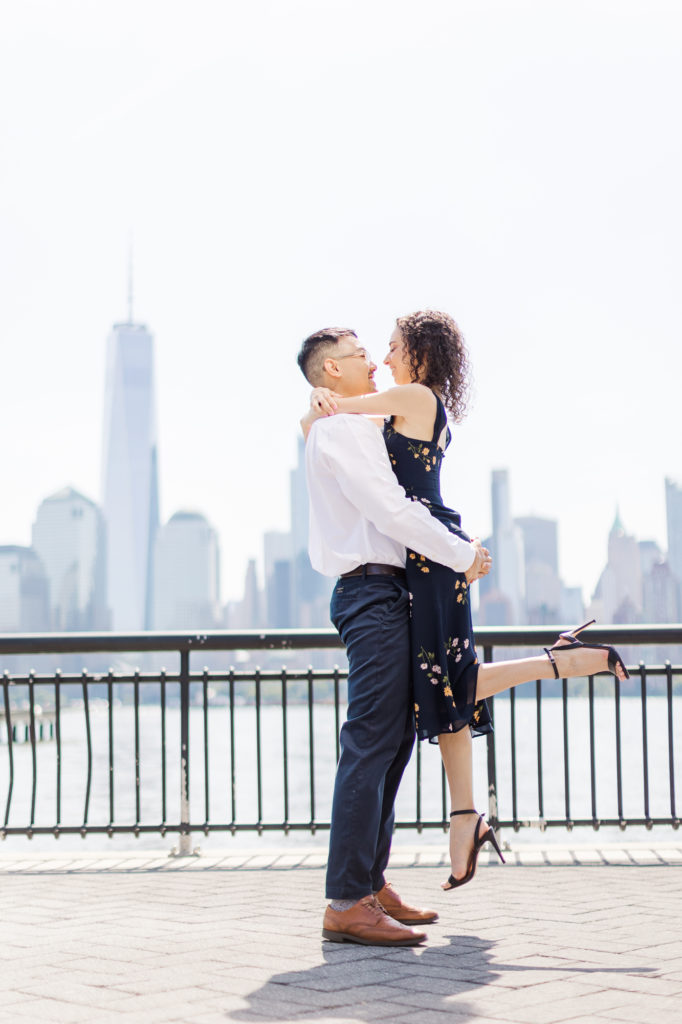 Fun and Romantic Jersey City Engagement Photos on the Skyline