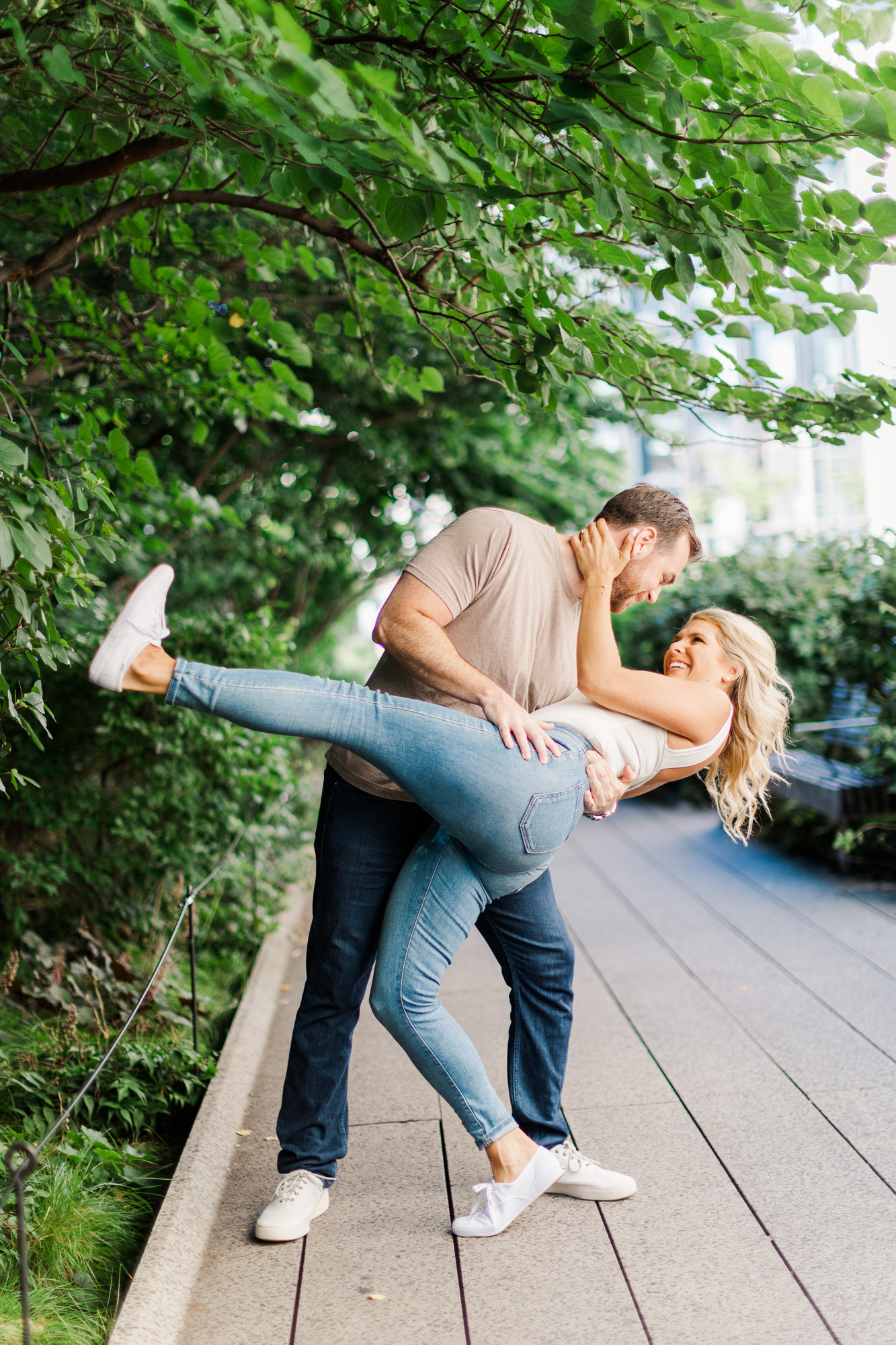 Candid New York High Line Engagement Shoot