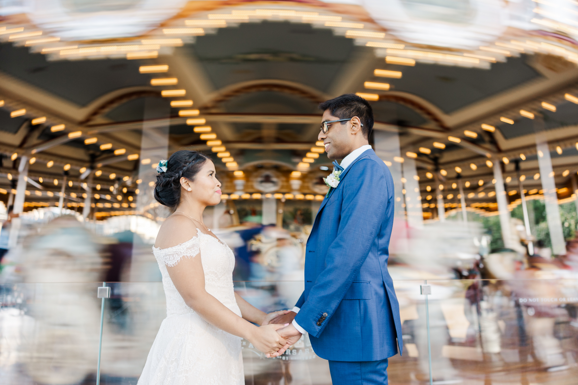 Bright Jane's Carousel Elopement at Sunset