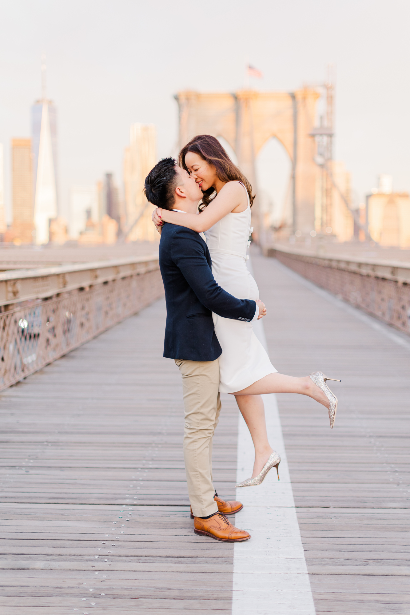 The Best Time of Year for Bright DUMBO Engagement Photos