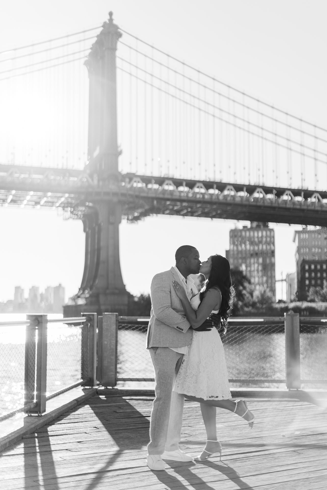 Fun Engagement Photos on the Brooklyn Bridge