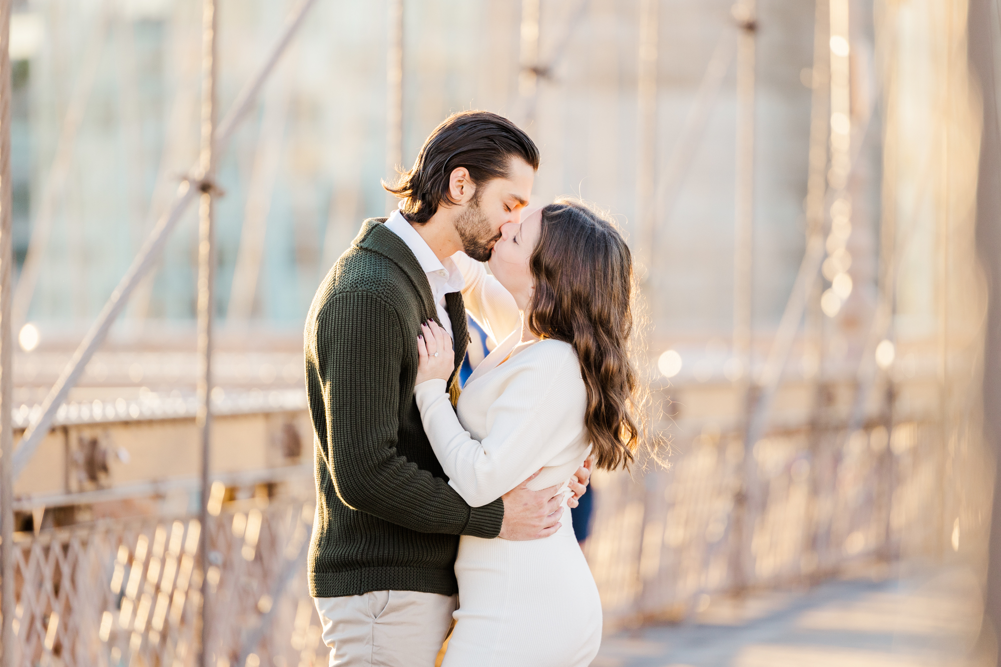 Cheerful Brooklyn Bridge Park Engagement Pictures