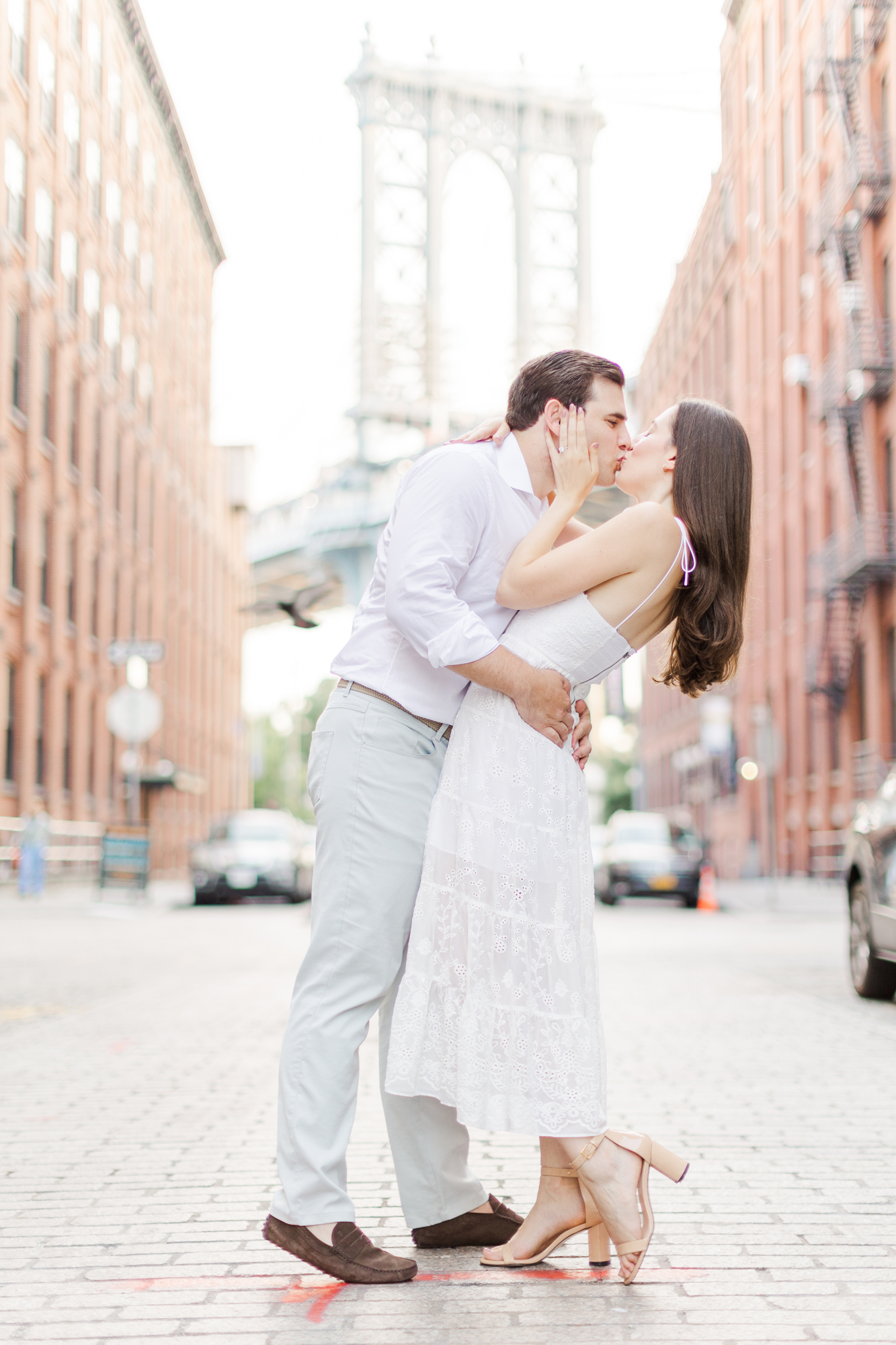 Joyous Brooklyn Bridge Engagement Photography