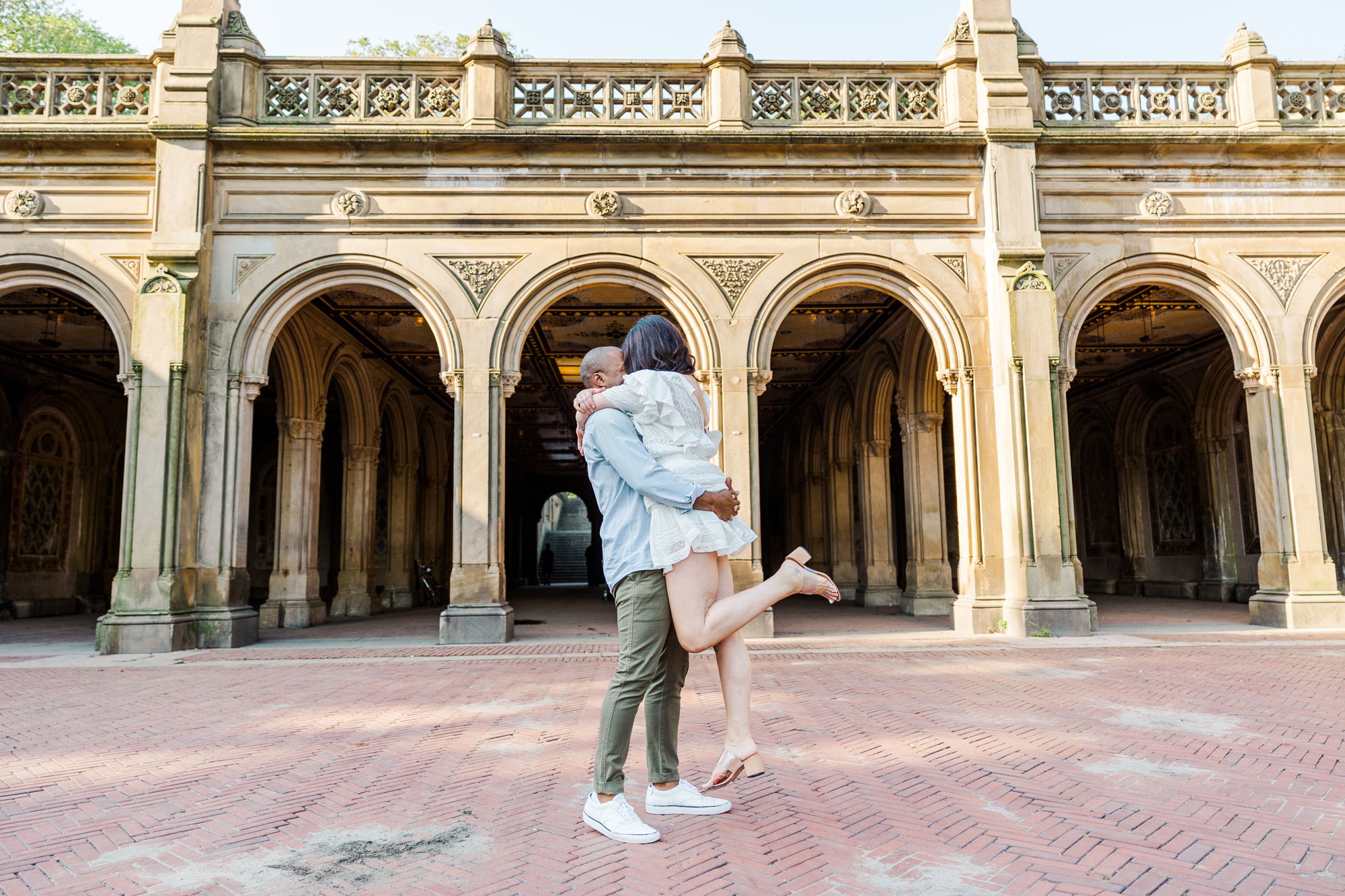 Couple at the Bethesda Terrace Arcade in Central Park