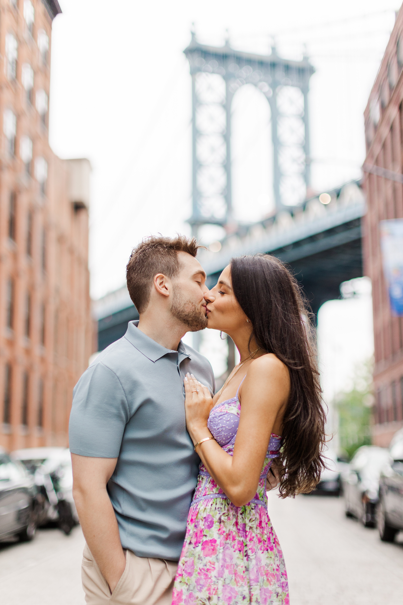 Vibrant Engagement Photography at Brooklyn Bridge Park
