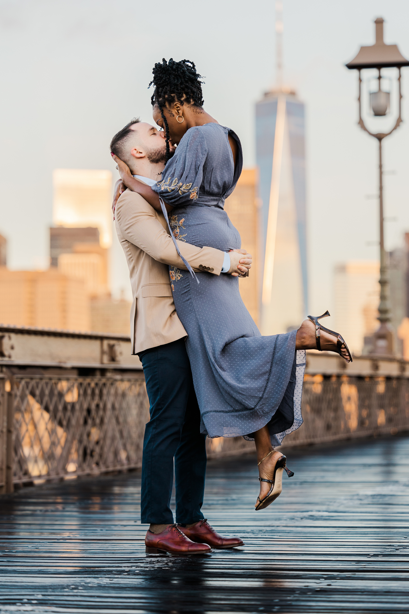 Playful Brooklyn Bridge Engagement Photos
