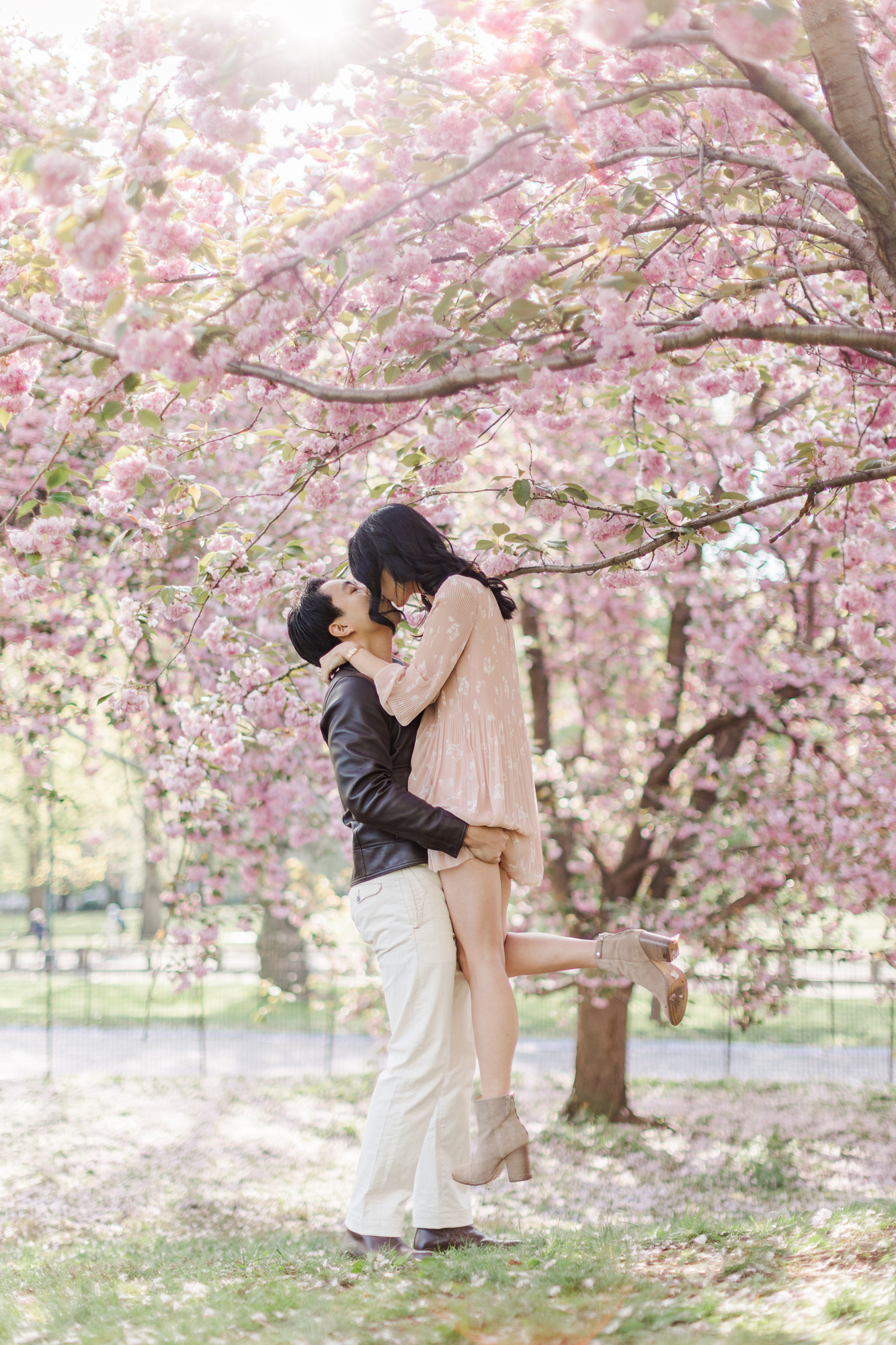 Sensational Engagement Photos With Cherry Blossoms in NYC