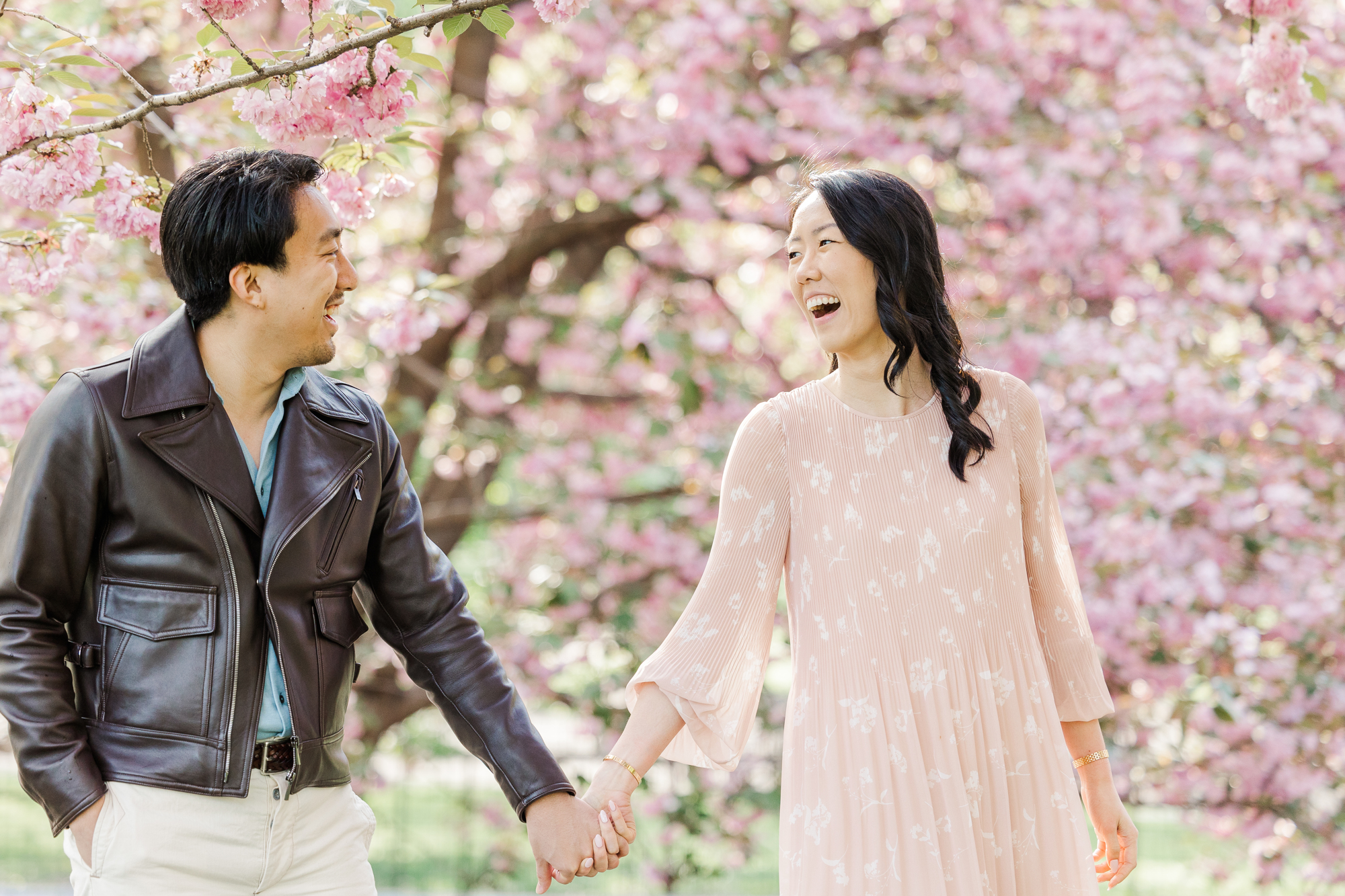Perfect Engagement Photos With Cherry Blossoms in NYC