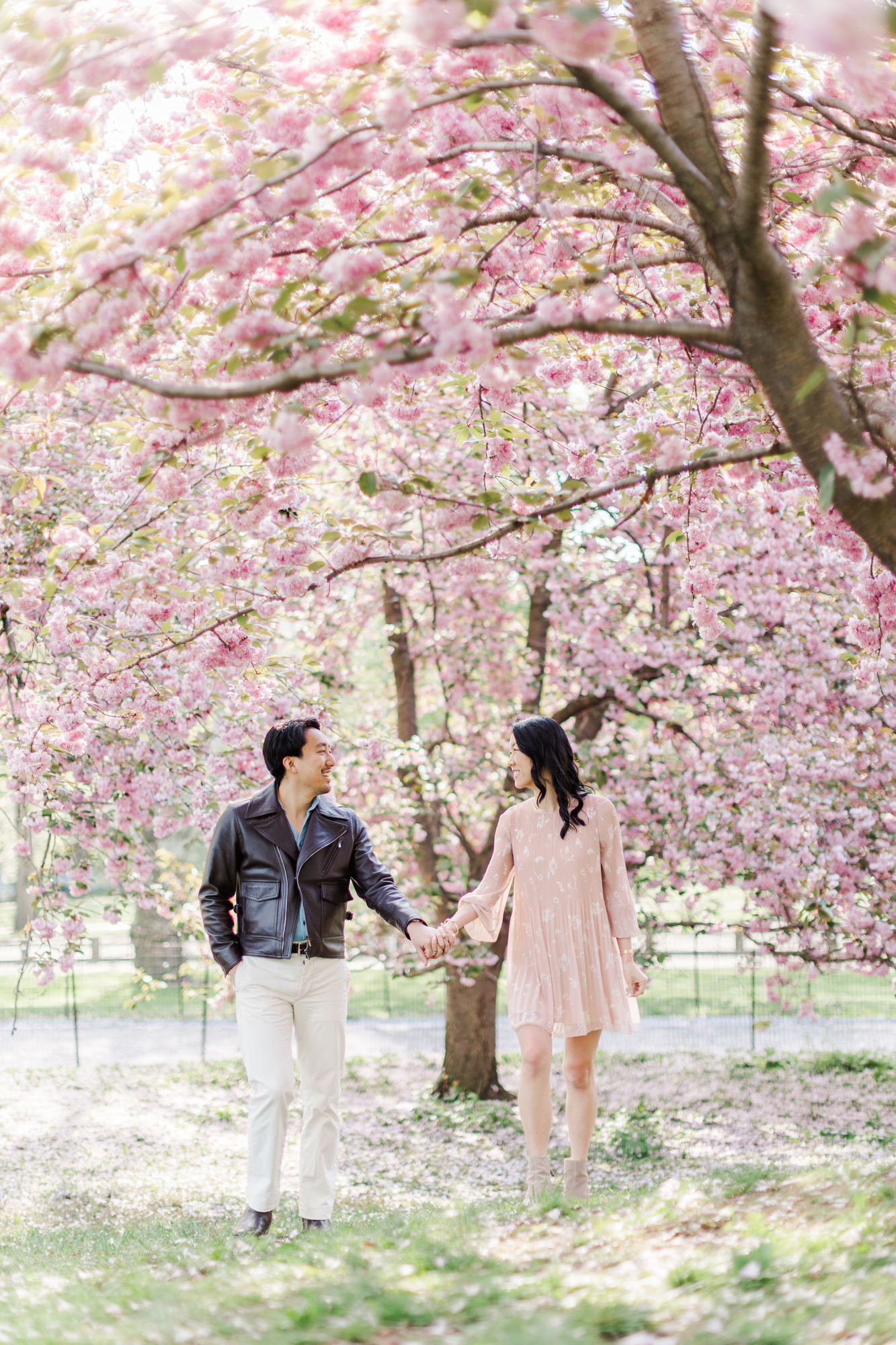 Whimsical Engagement Photos With Cherry Blossoms in NYC