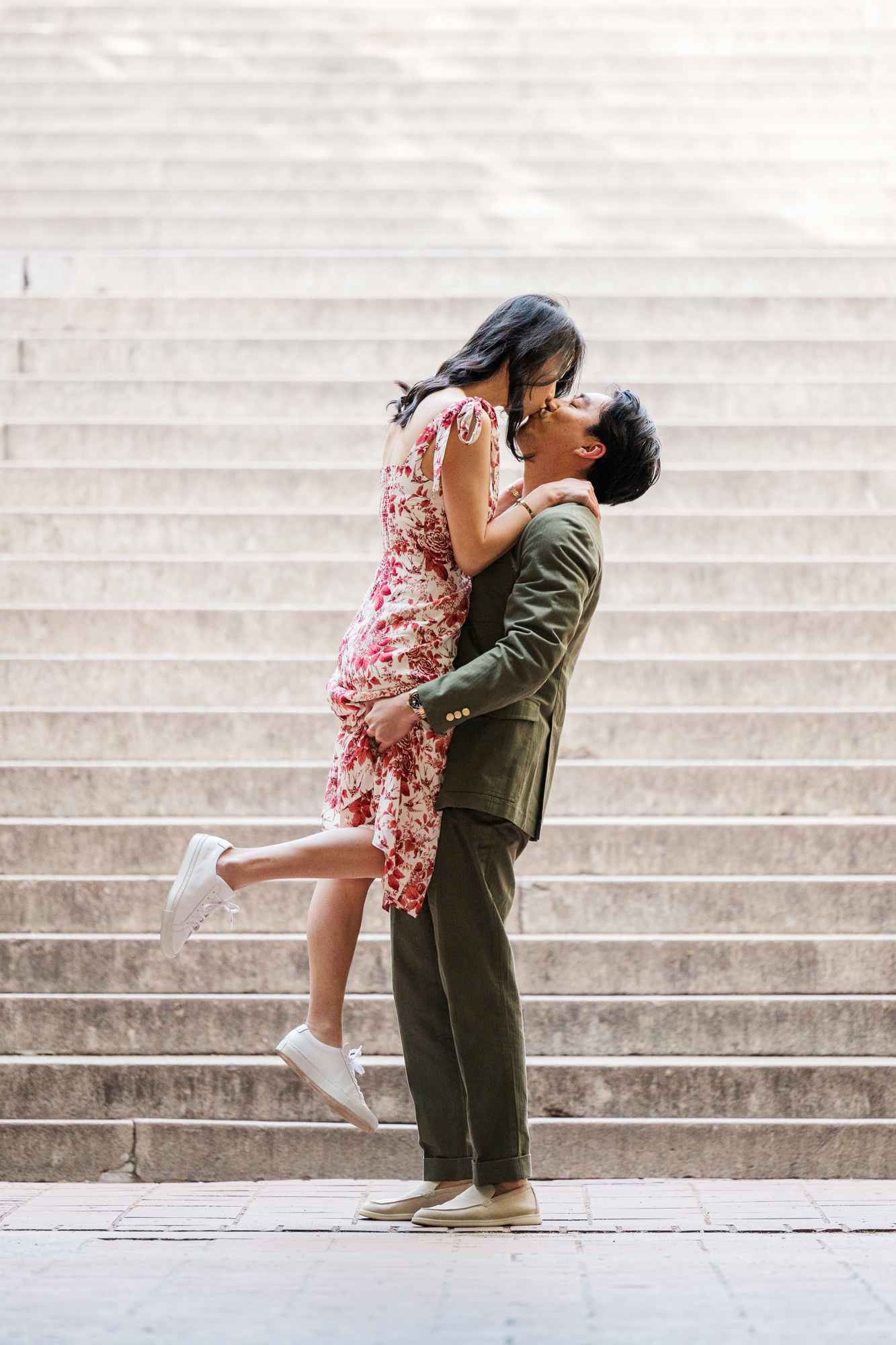 Flawless Engagement Photos With Cherry Blossoms in NYC