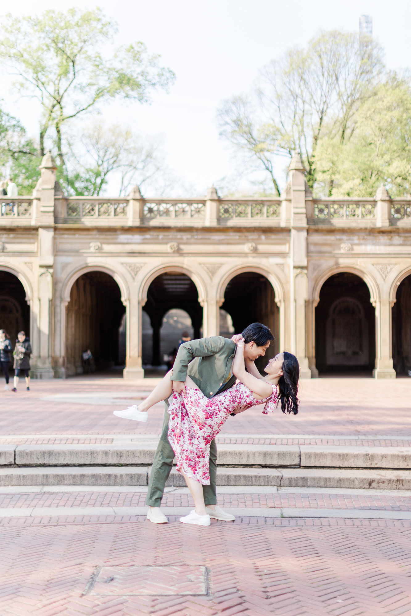Fun Engagement Photos With Cherry Blossoms in NYC