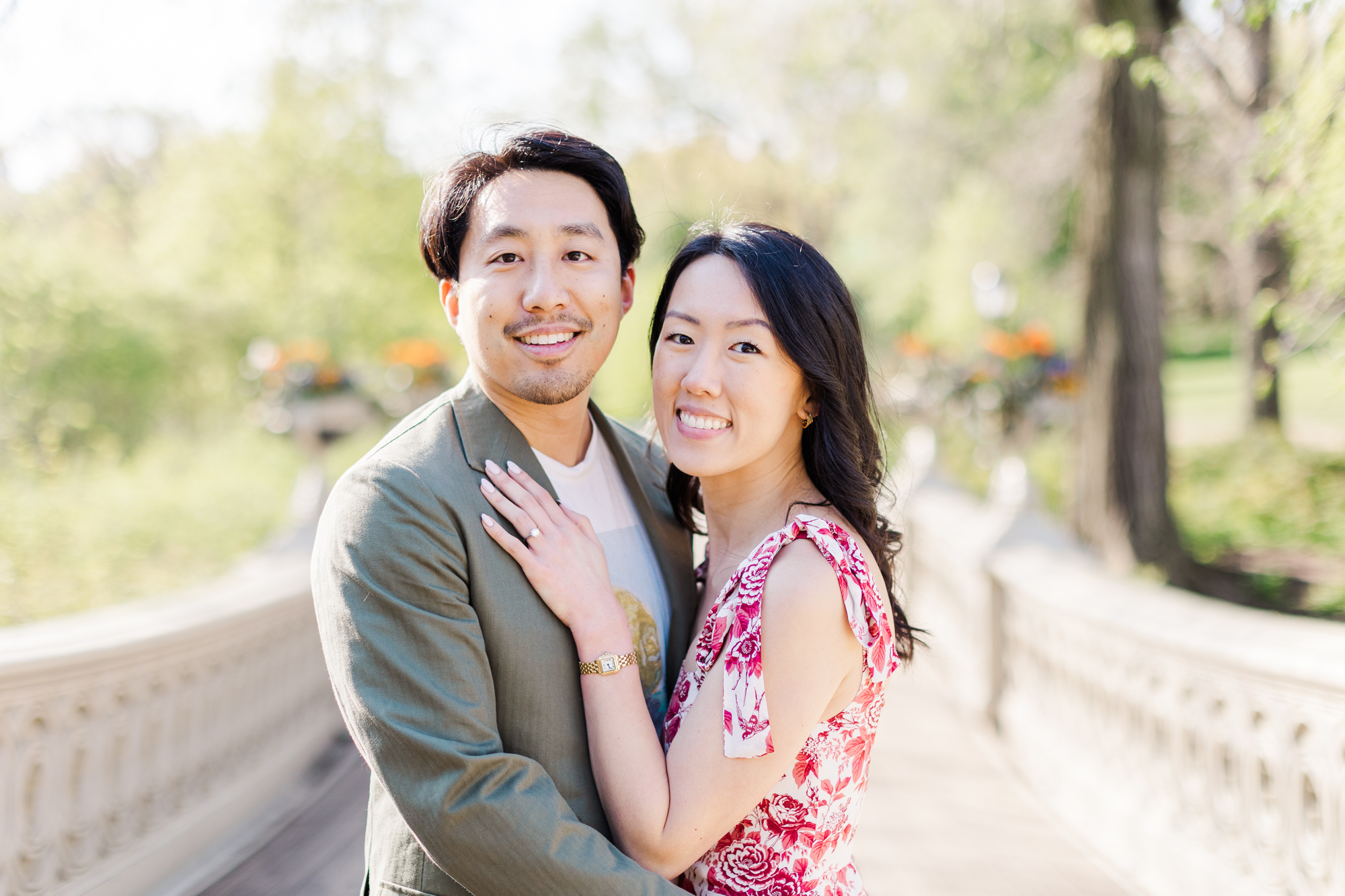 Romantic Engagement Photos With Cherry Blossoms in NYC