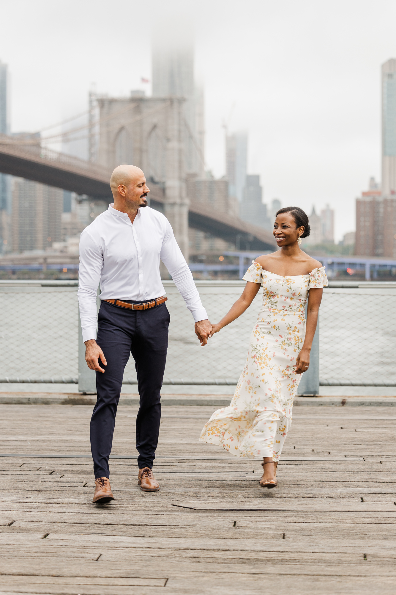Vibrant Brooklyn Bridge Engagement Photography