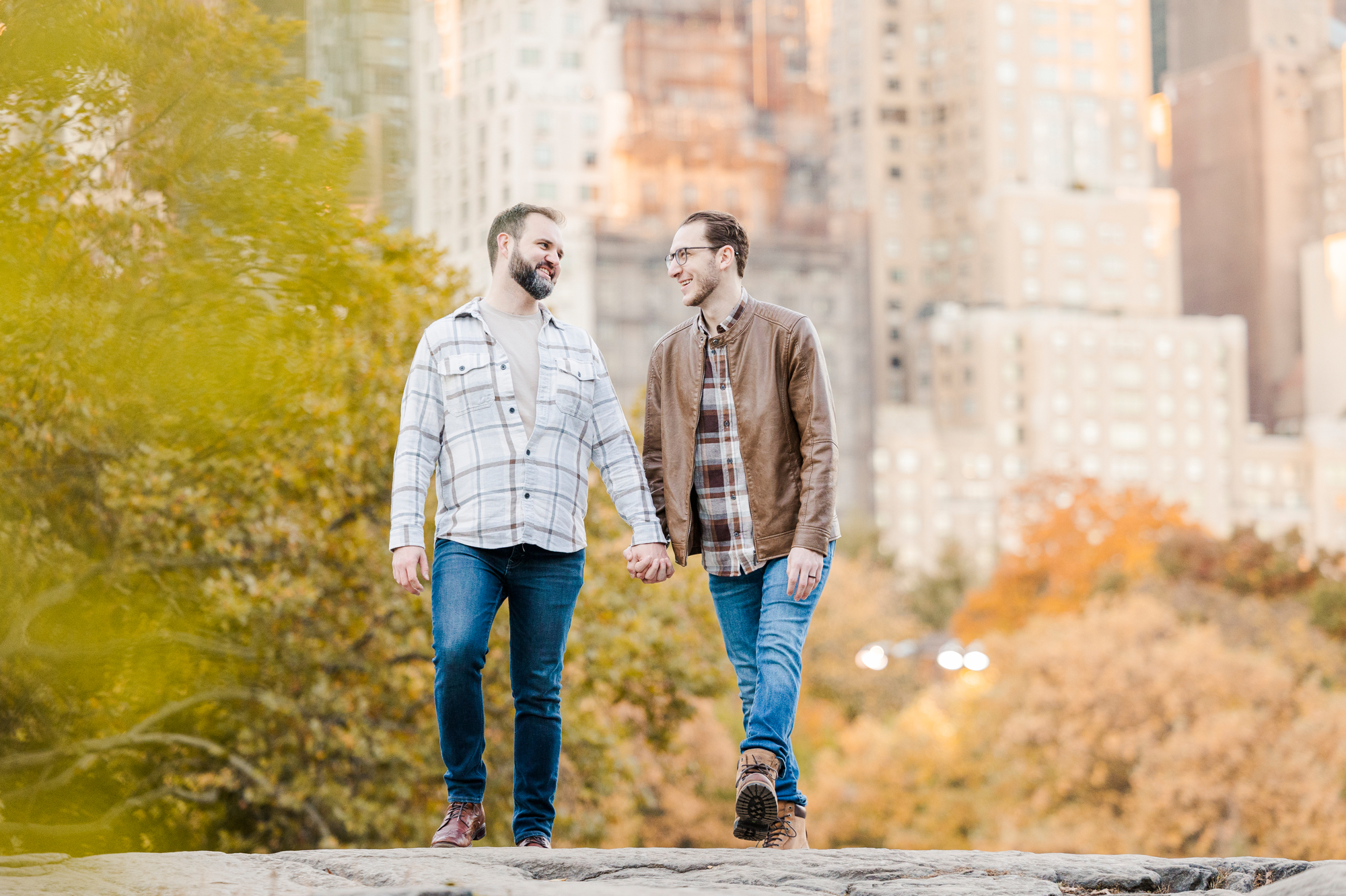 Playful Central Park Engagement Photo Shoot in Fall