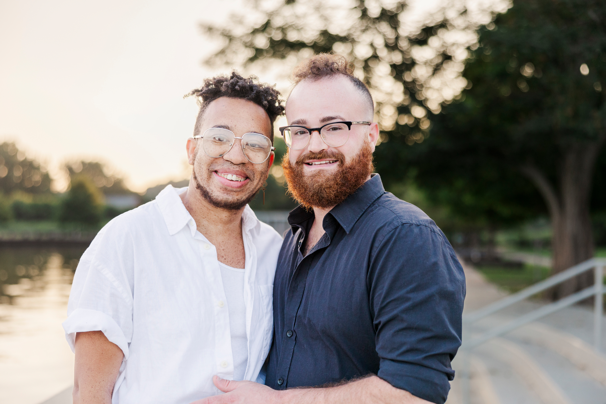 Candid long dock park engagement photos