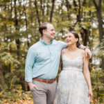 Playful engagement session in cold spring