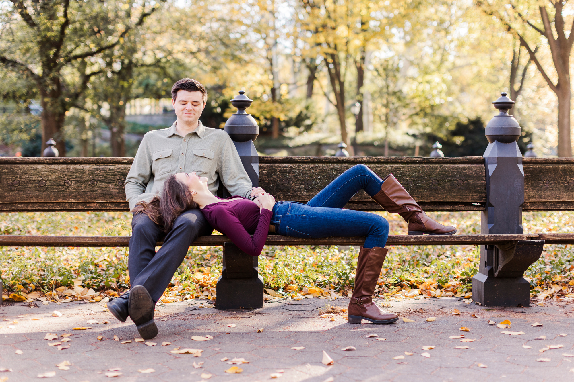 Playful Engagement Photoshoot in Central Park