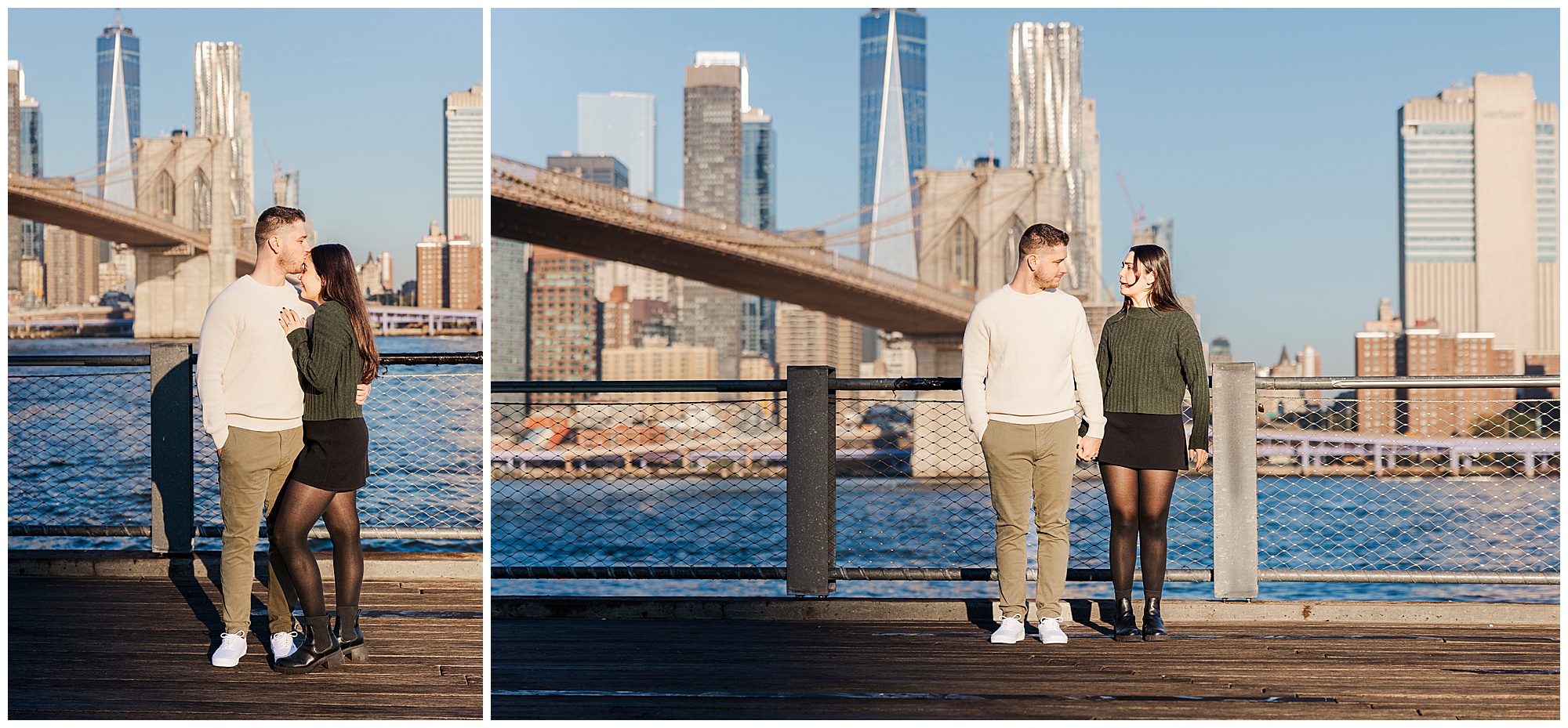Romantic brooklyn bridge park engagement shoot