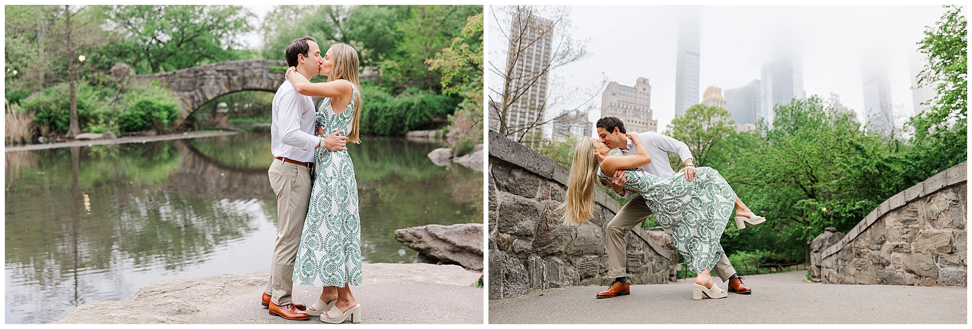 Cheerful central park engagement photoshoot