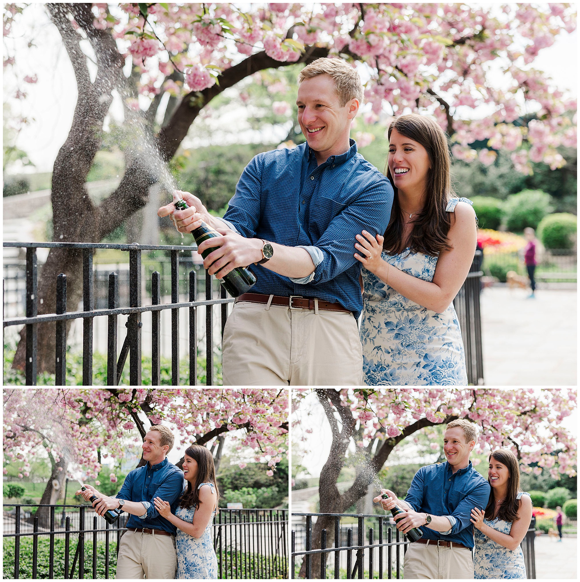 Iconic carl schurz park engagement shoot in Spring